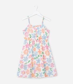 Vestido Infantil com Estampa Floral - Tam  5 a 14 Anos