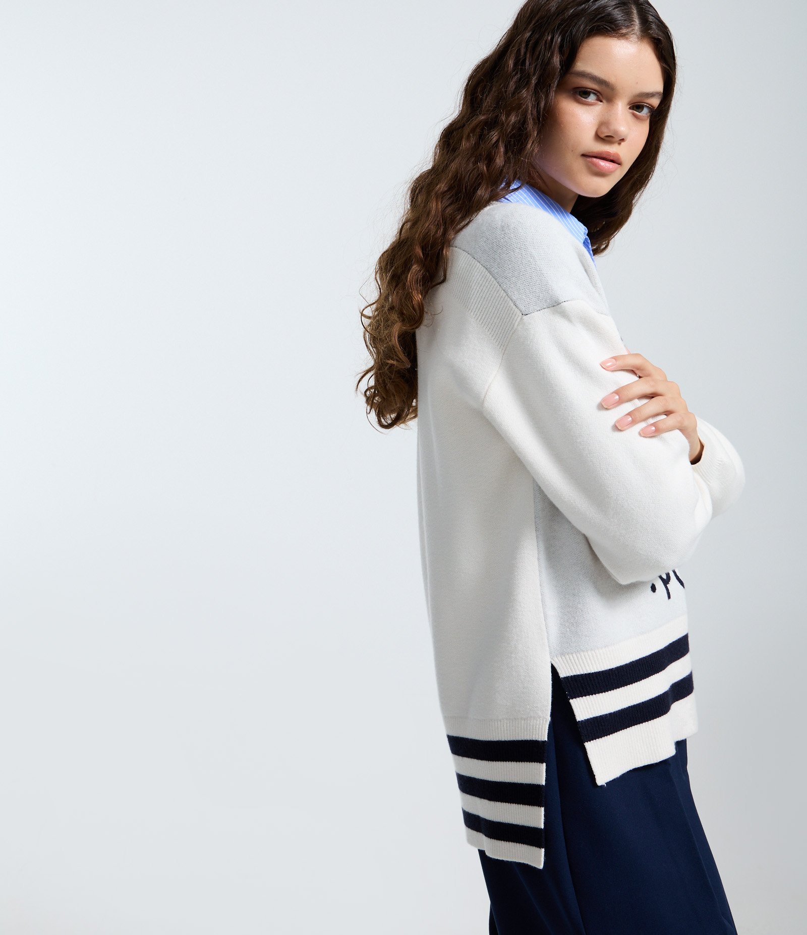 Suéter em Tricô com Estampa Lisbon Port Peixe Off White 3