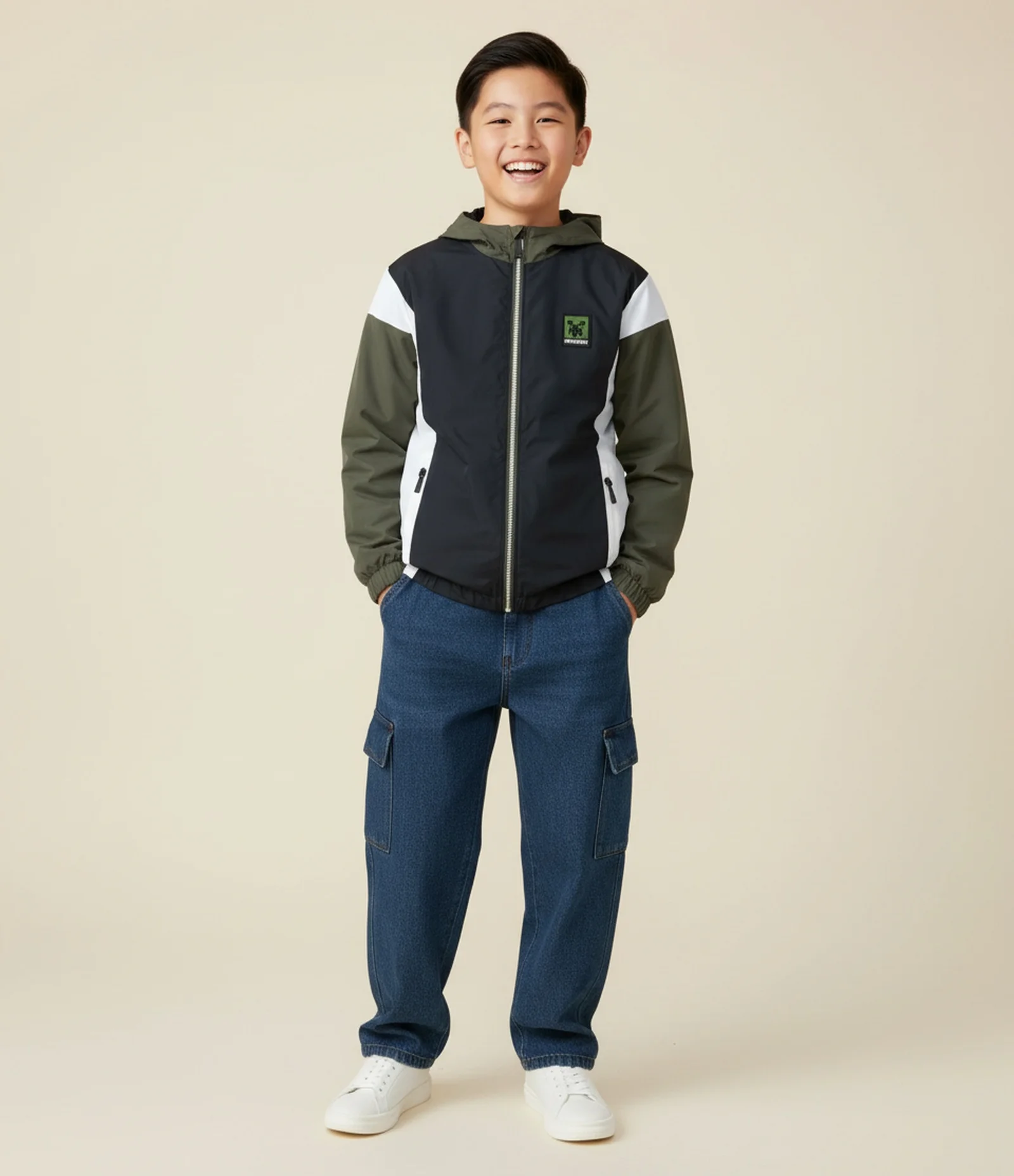 Jaqueta Infantil Quebra Vento com Estampa Minecraft – Tam 5 a 14 Anos Preto 1