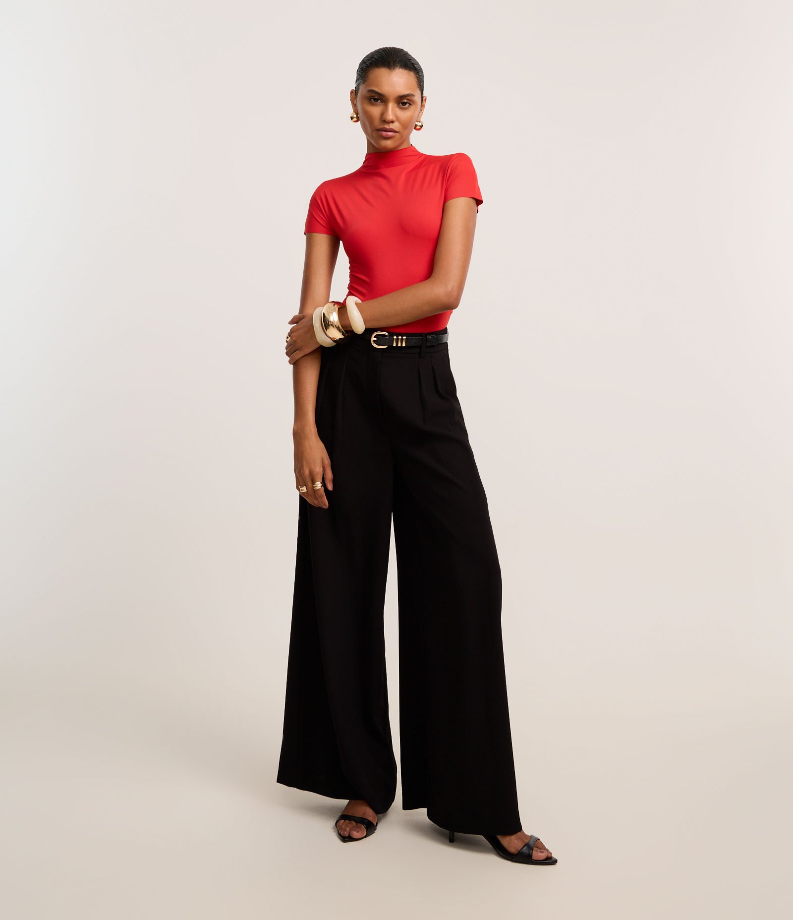 Body em Microfibra com Golinha Média Vermelho Alaranjado 2