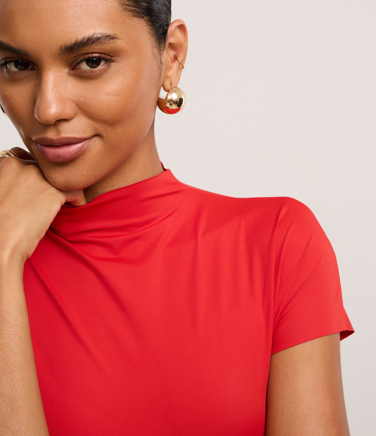 Body em Microfibra com Golinha Média Vermelho Alaranjado 3