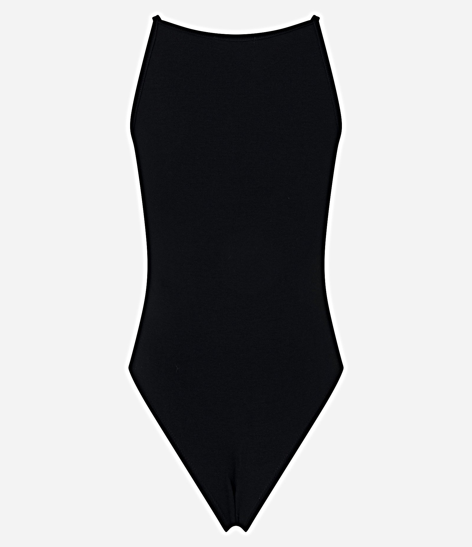 Body Canelado em Ribana com Decote Reto Preto 7