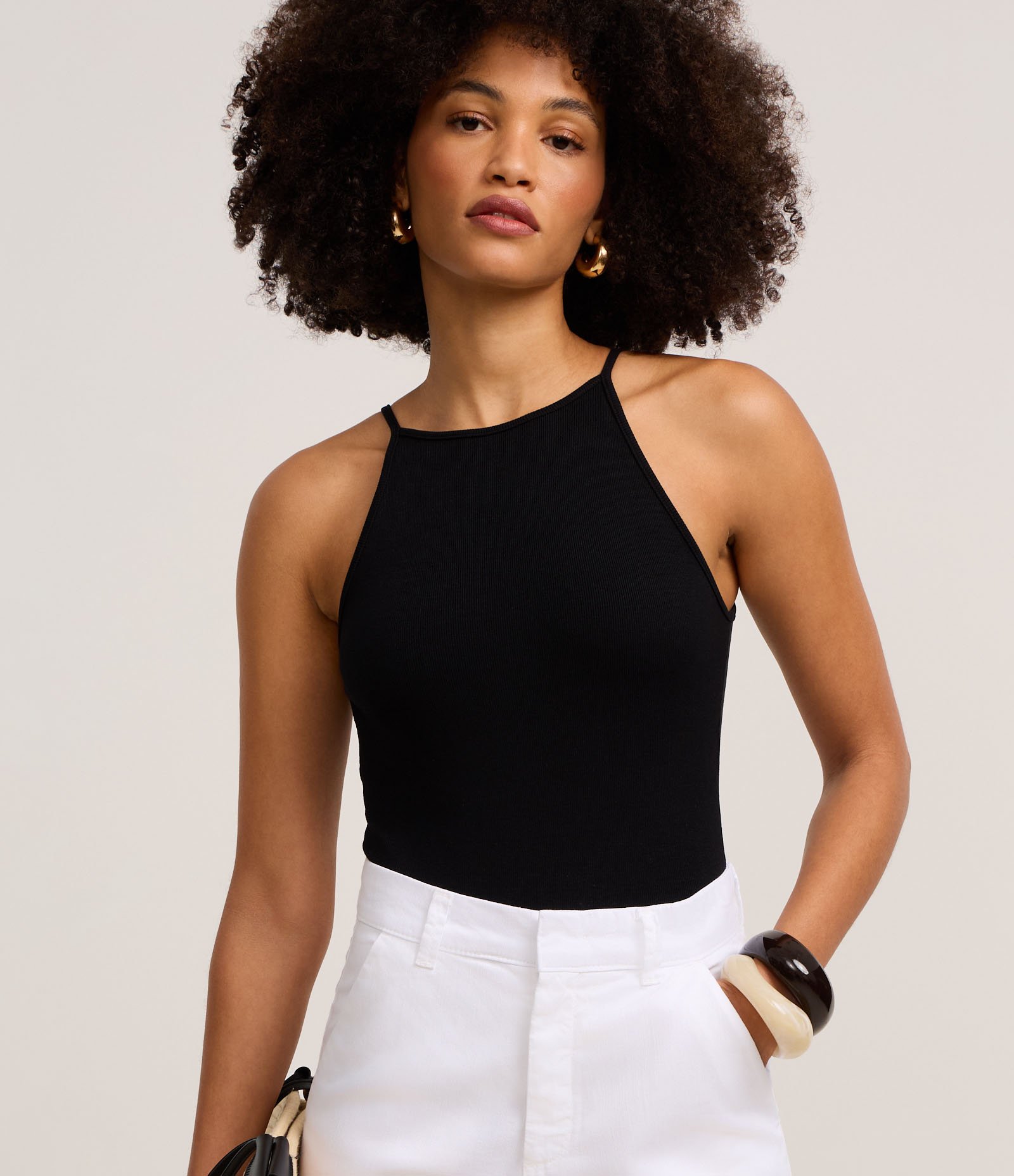 Body Canelado em Ribana com Decote Reto Preto 1