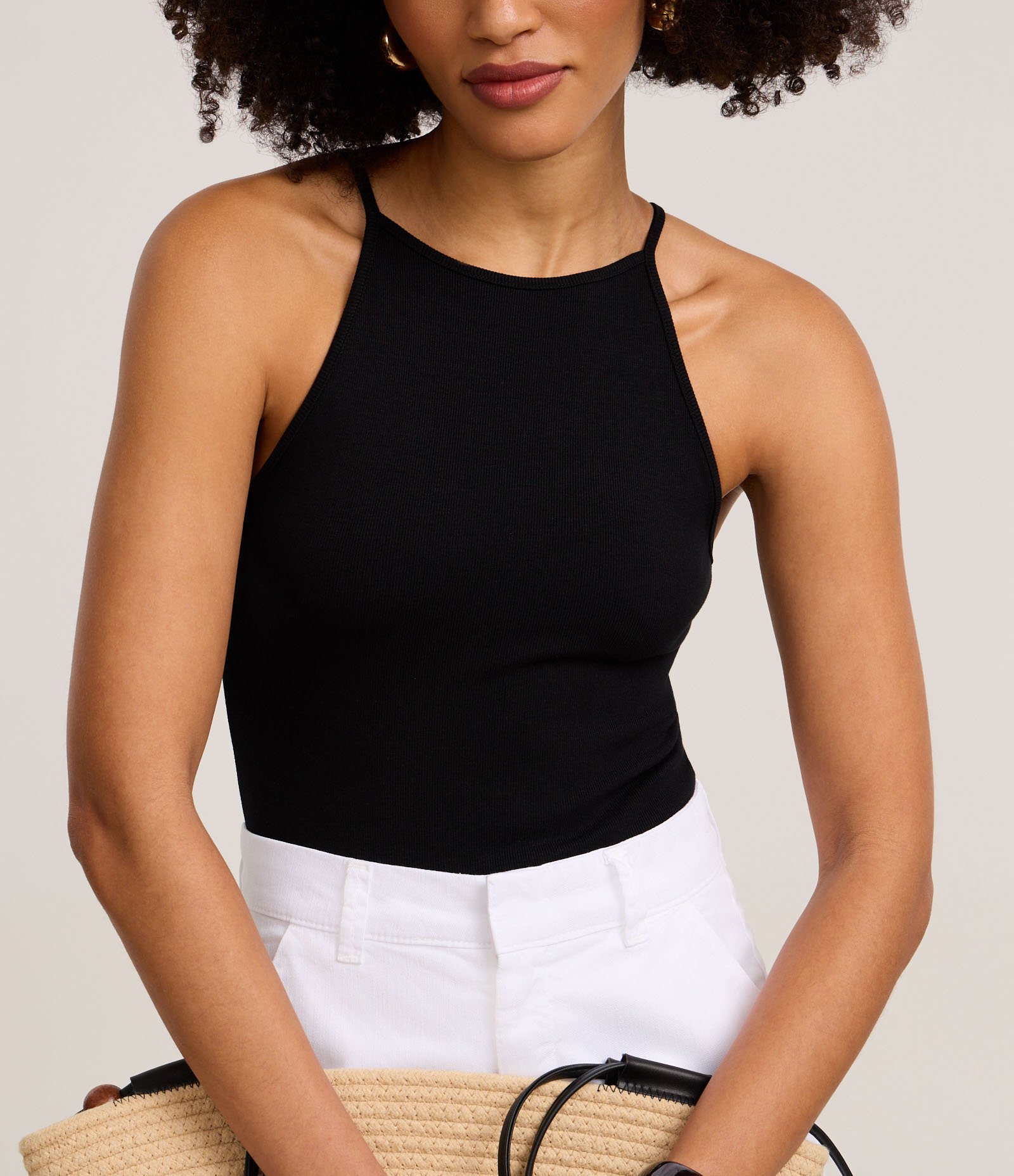 Body Canelado em Ribana com Decote Reto Preto 4