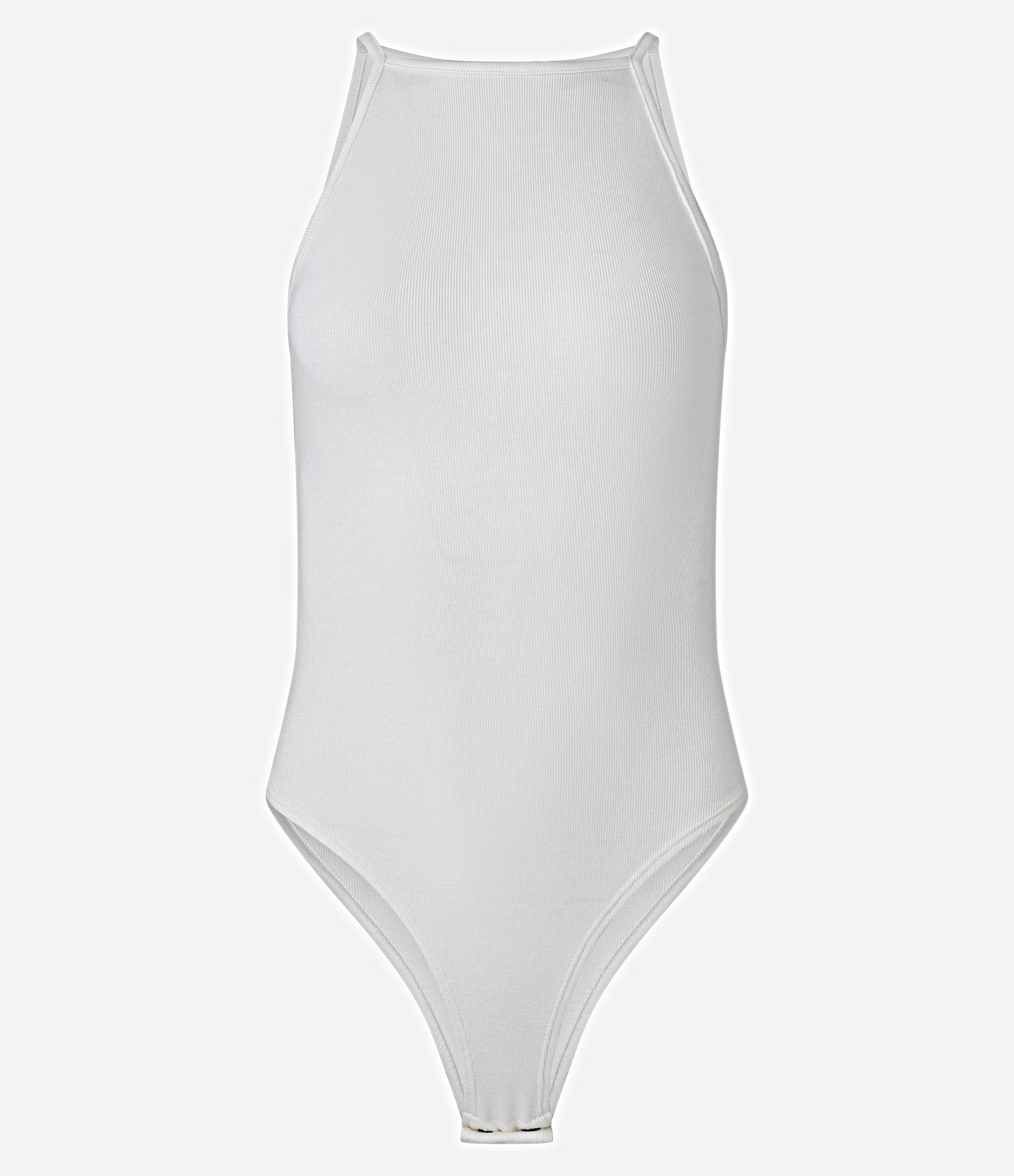 Body Canelado em Ribana com Decote Reto Branco Neve 5