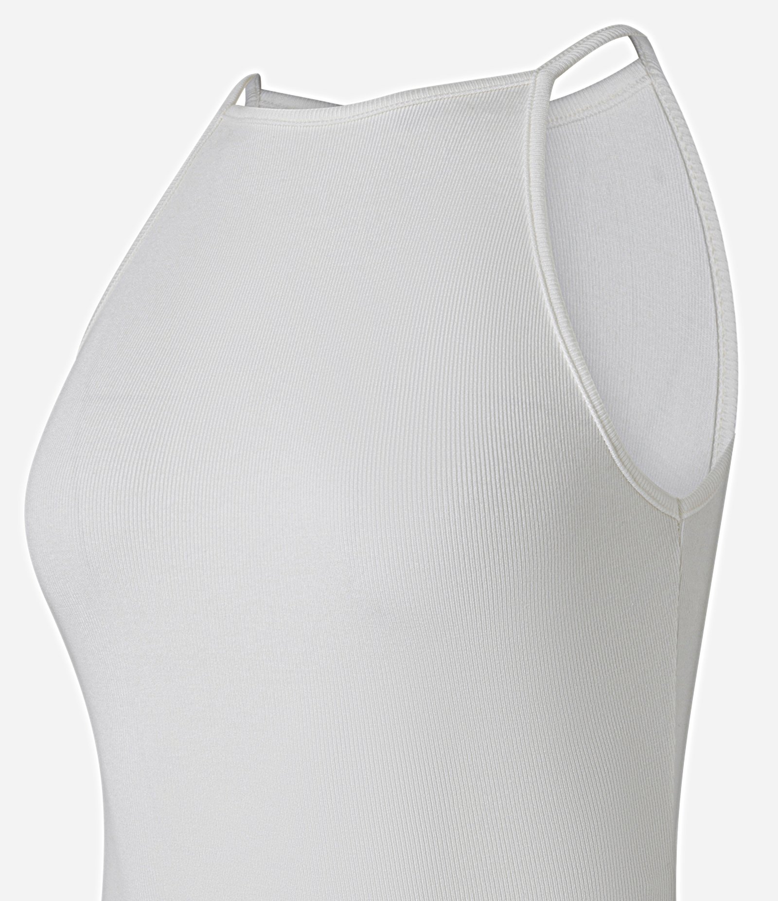 Body Canelado em Ribana com Decote Reto Branco Neve 6