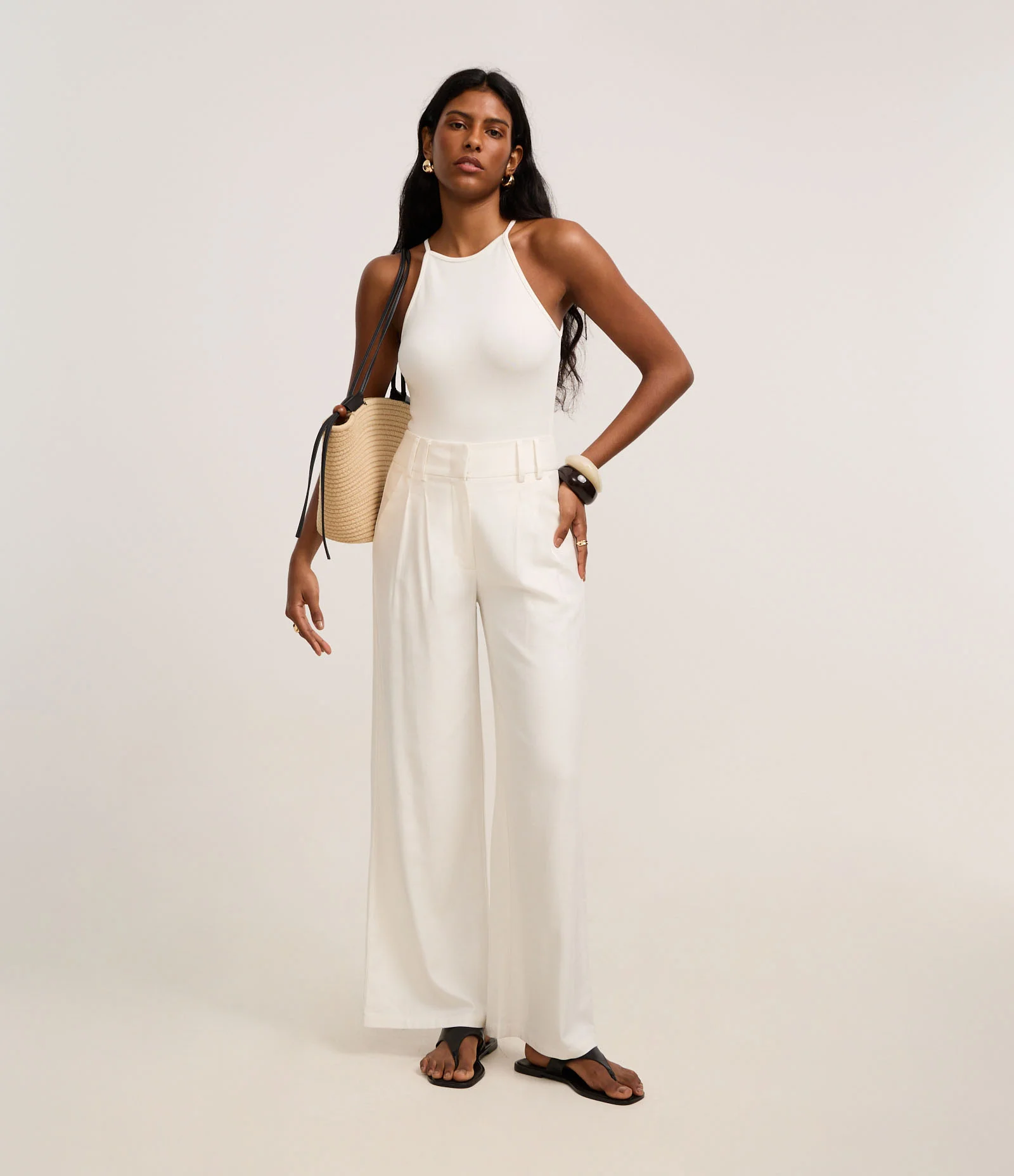 Body Canelado em Ribana com Decote Reto Branco Neve 2