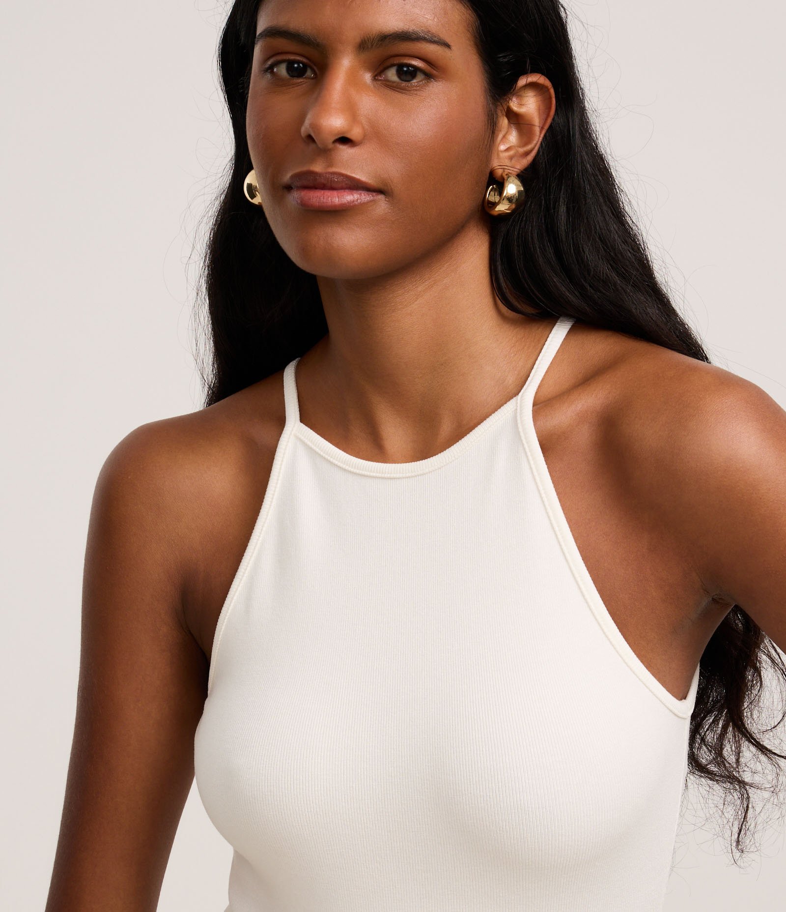 Body Canelado em Ribana com Decote Reto Branco Neve 3