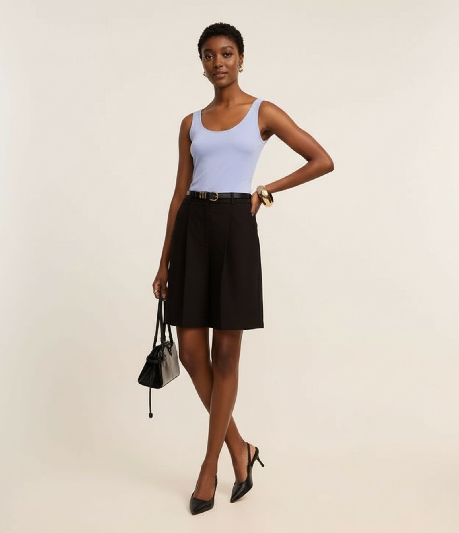 Blusa em Poliamida com Decote U e Alça Larga Azul Arroxeado 4