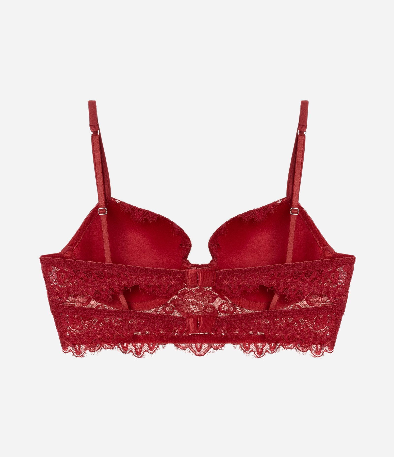 Sutiã Alongado em Renda Floral com Bojo Vermelho 6