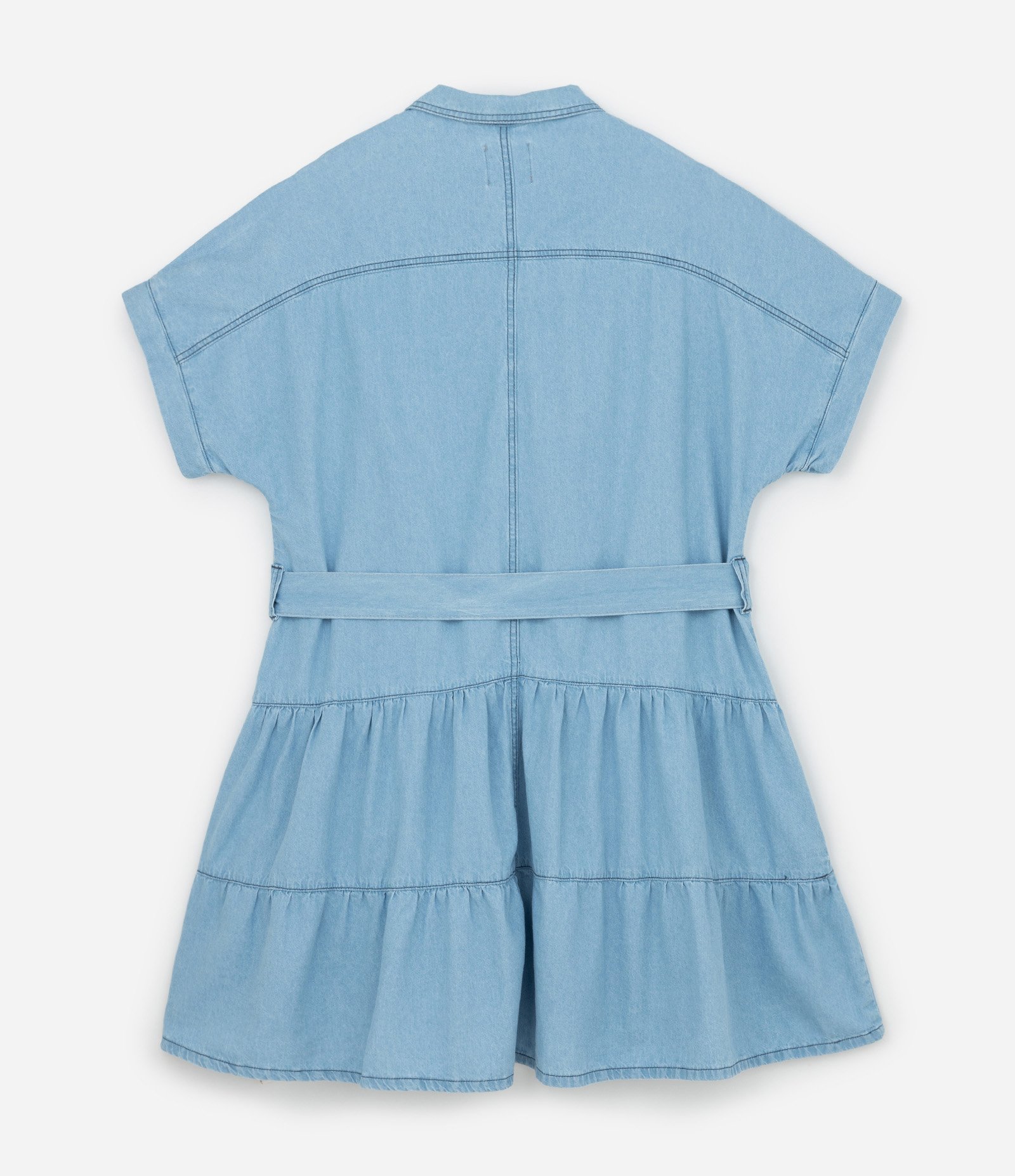 Vestido Curto em Jeans com Babados e Cinto Faixa Curve & Plus Size Azul 2