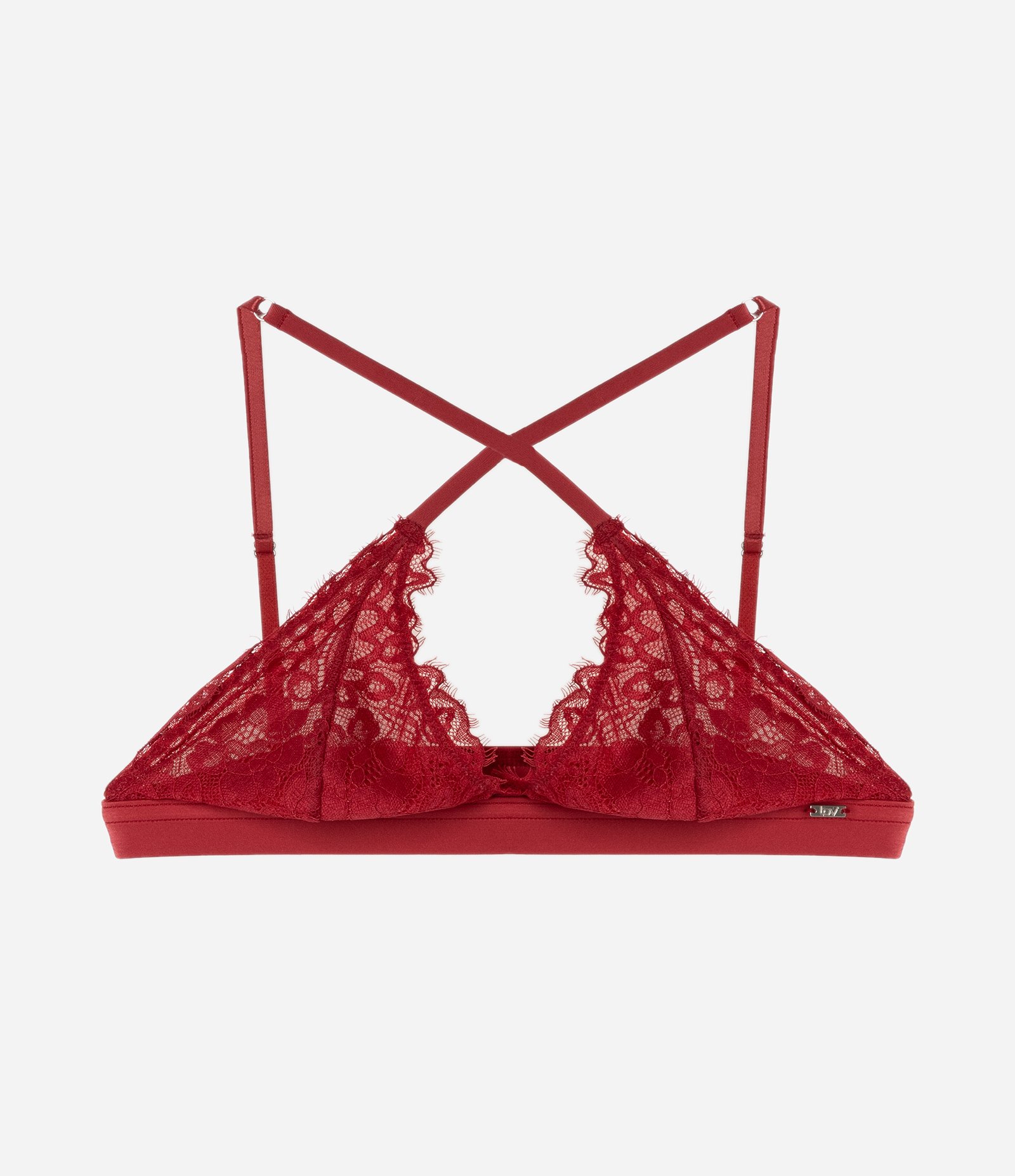 Sutiã Top em Renda Floral com Alças Reposicionáveis Vermelho 1