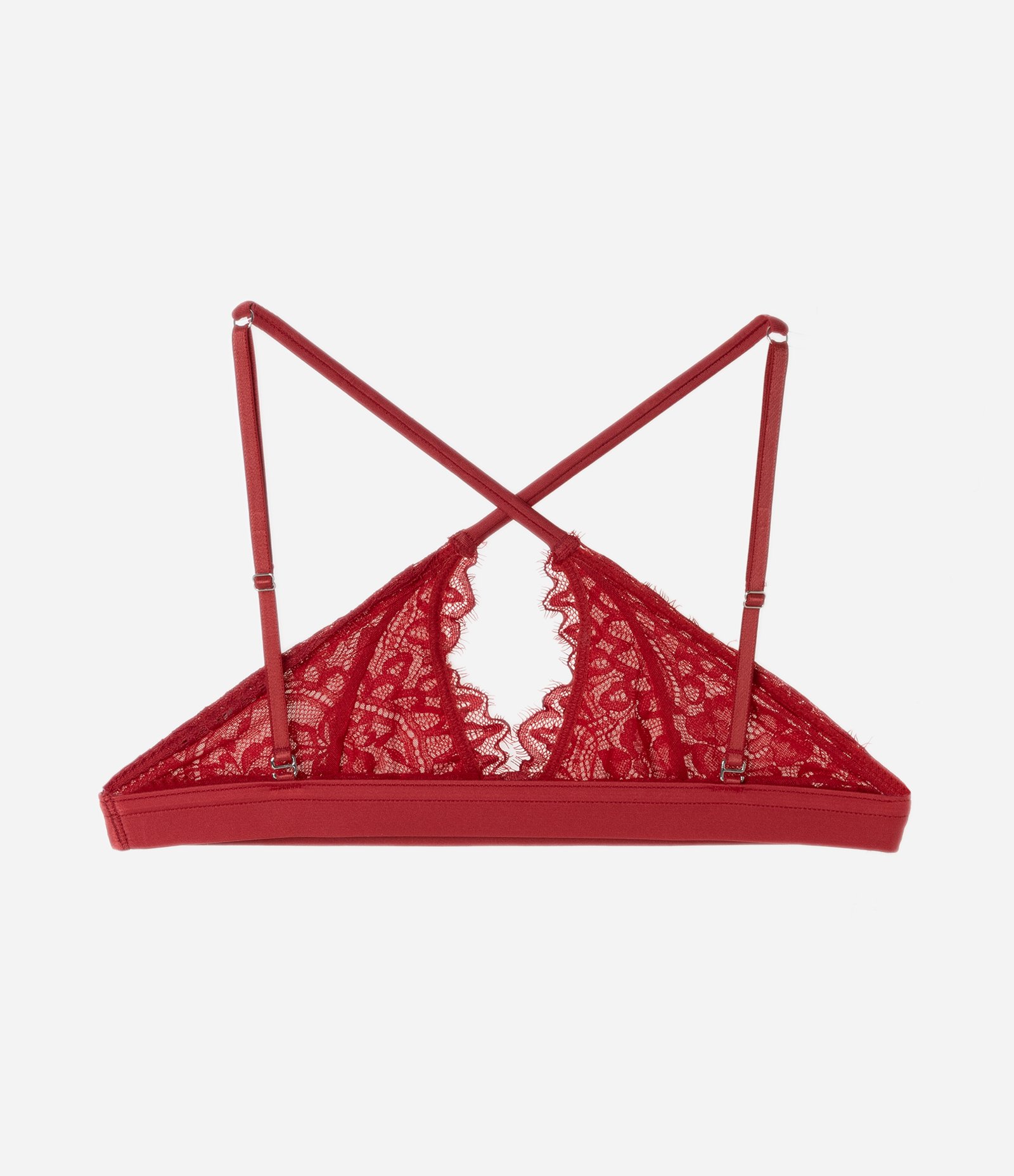Sutiã Top em Renda Floral com Alças Reposicionáveis Vermelho 2