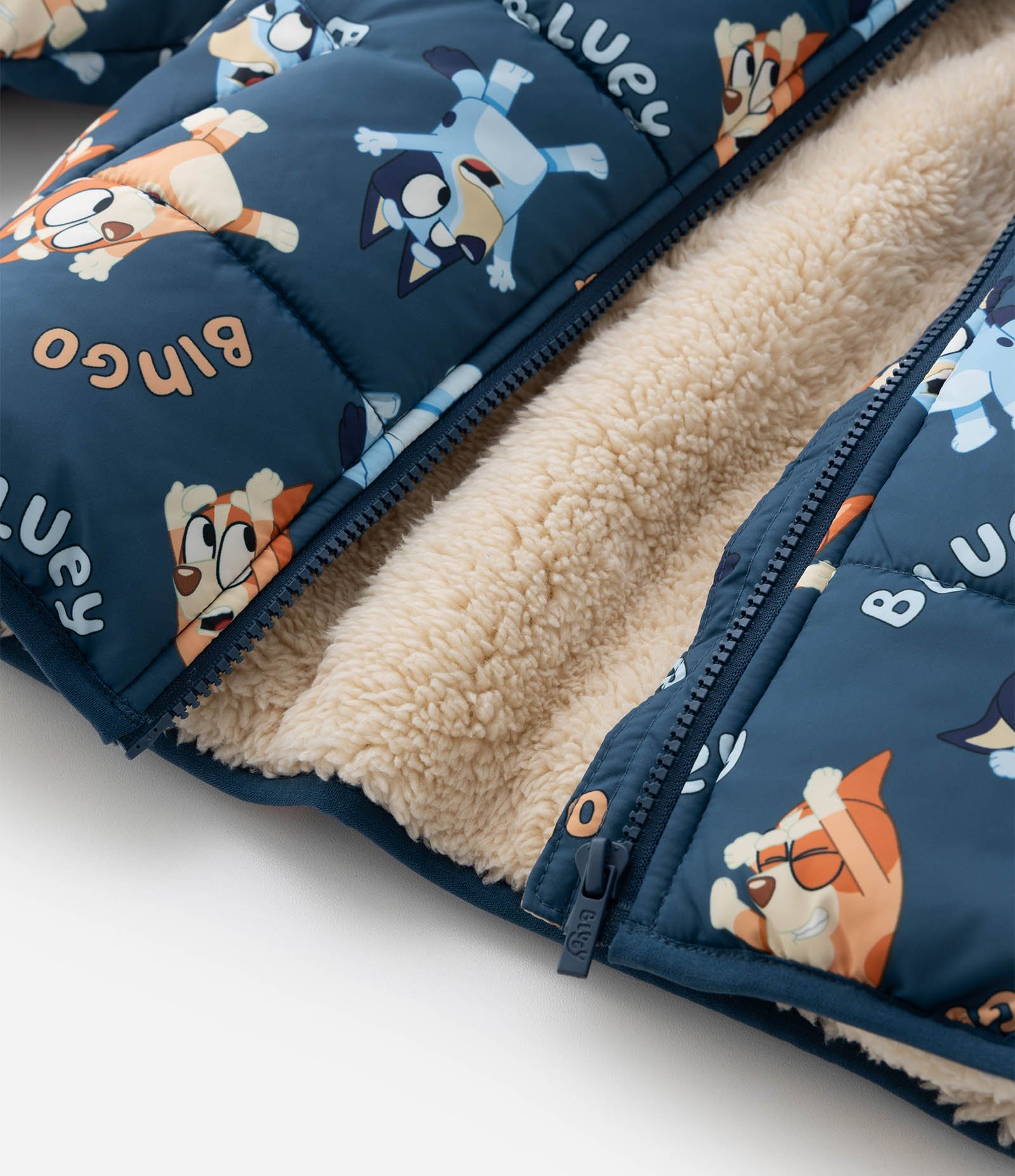 Jaqueta Infantil Puffer com Capuz e Estampa Bluey – Tam 1 a 6 Anos Azul 5
