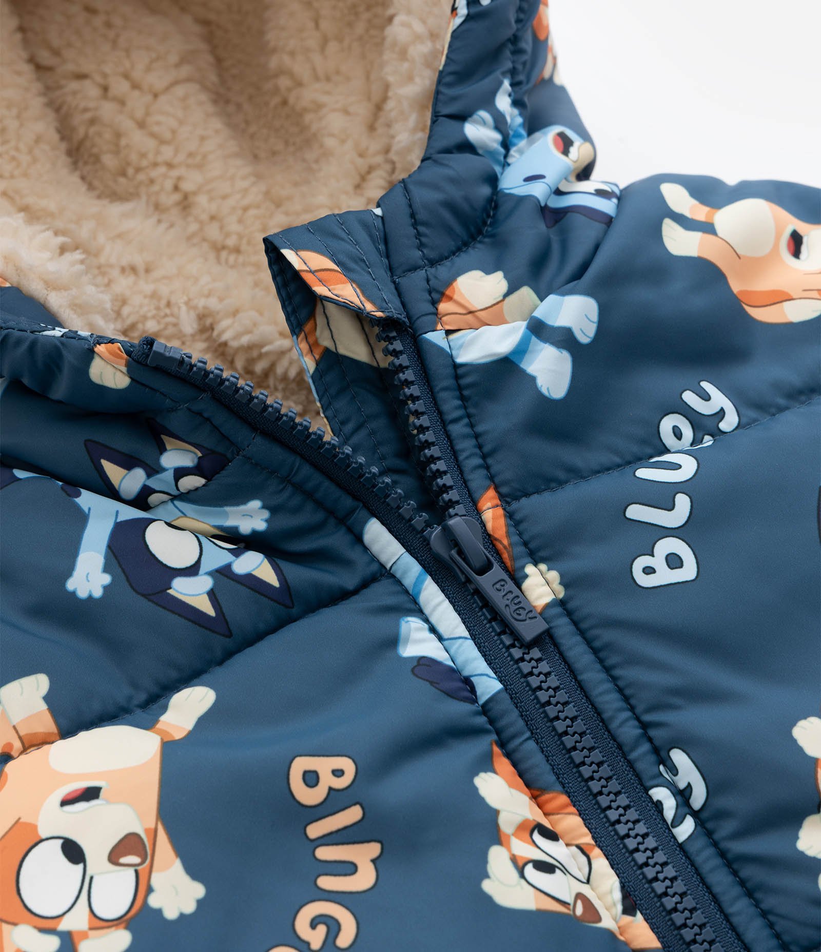 Jaqueta Infantil Puffer com Capuz e Estampa Bluey – Tam 1 a 6 Anos Azul 6