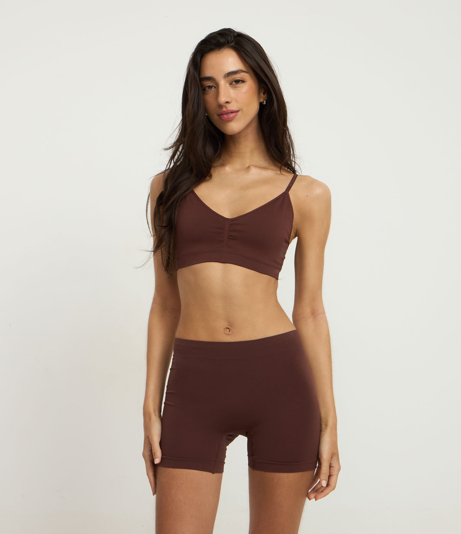 Sutiã Top em Microfibra com Bojo Removível Seamless Marrom Escuro 2
