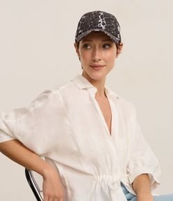 Boné Aba Curva em Sarja Estampa Animal Print Onça