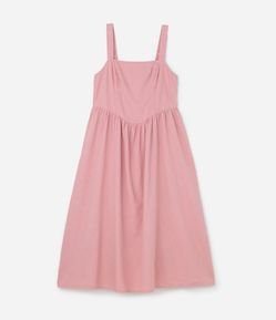 Vestido Midi sem Manga em Sarja com Lastex nas Costas Curve & Plus Size