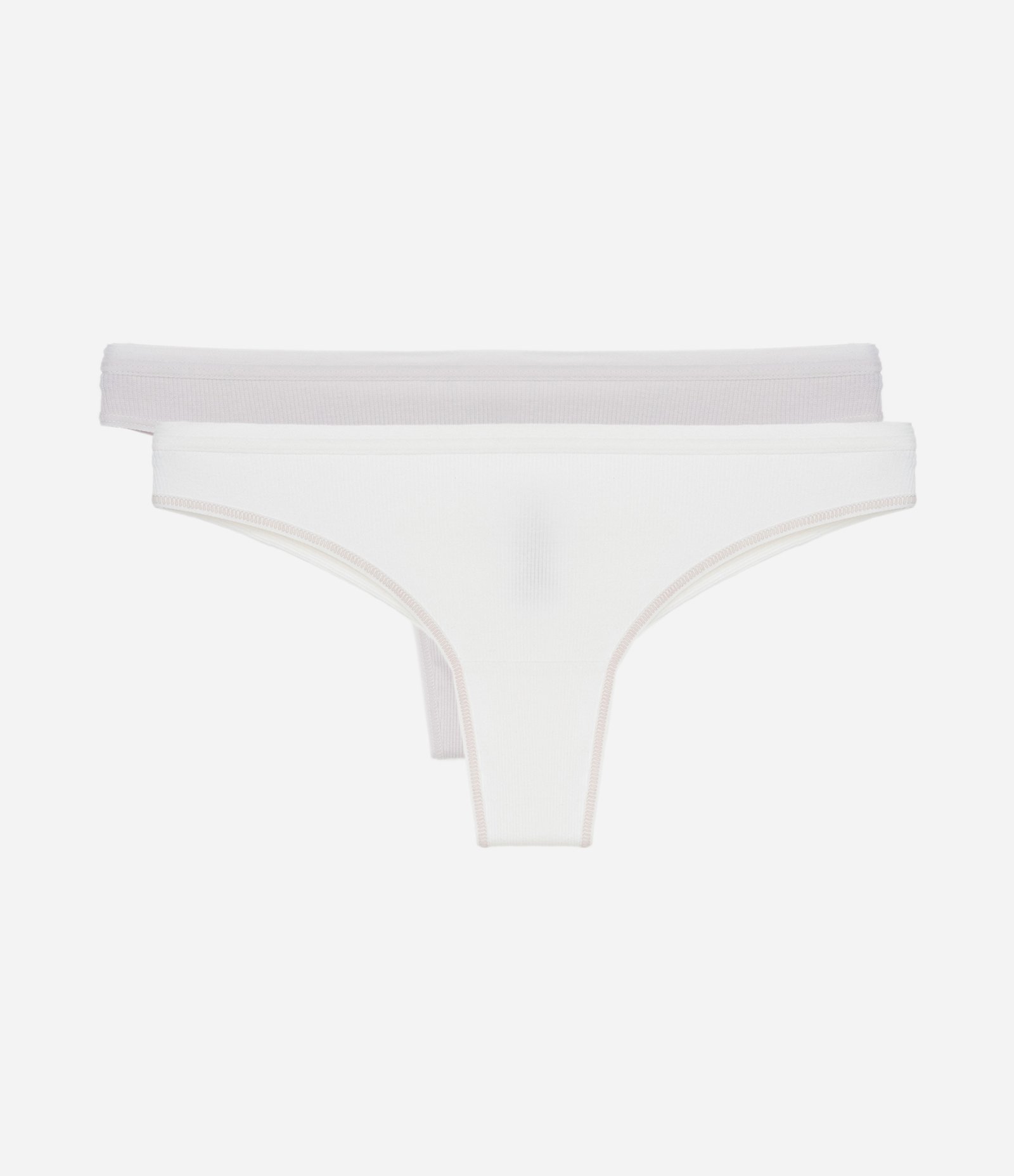 Kit 02 Calcinhas Biquíni Fio Duplo em Algodão Branco/Lilás 1