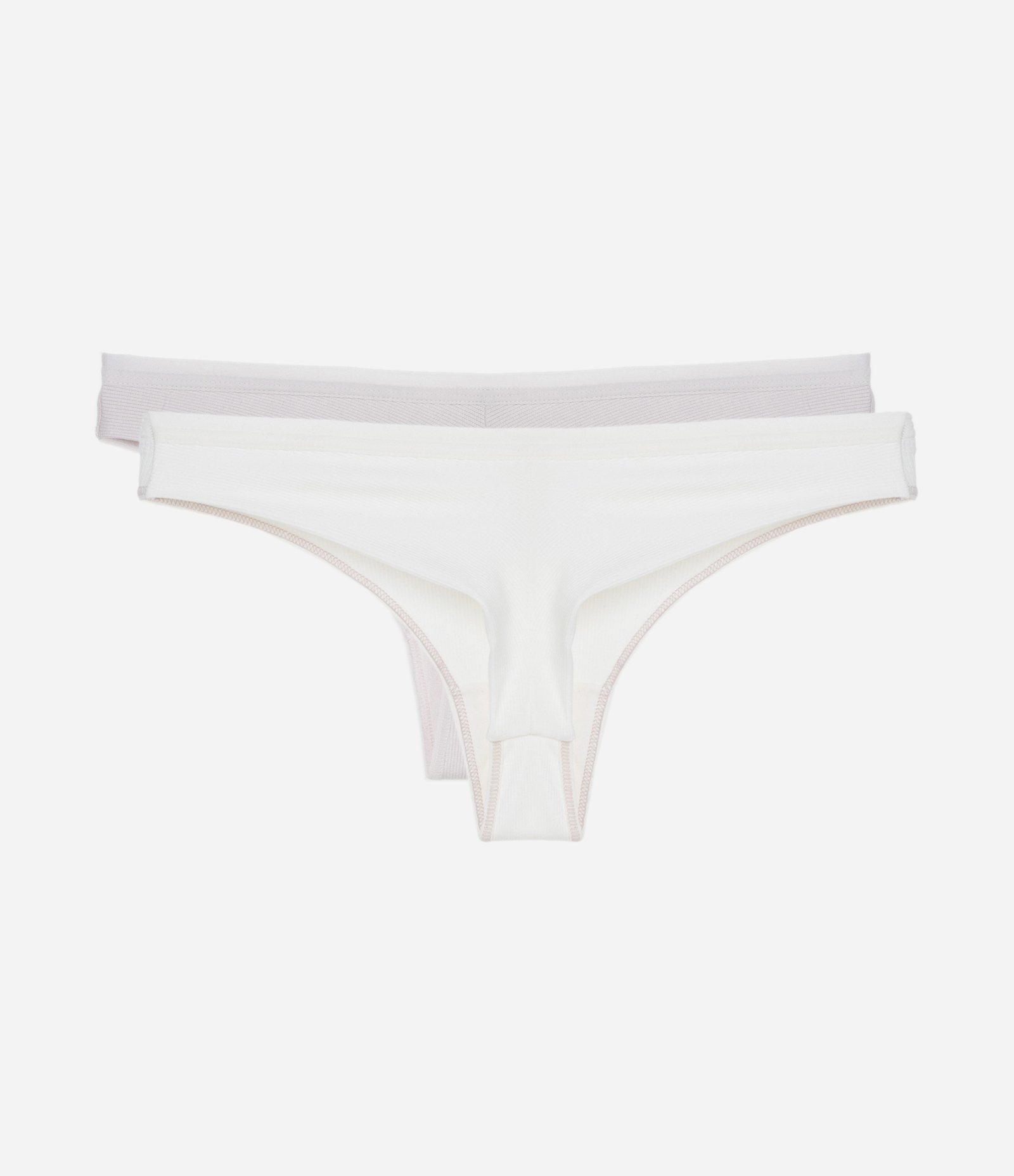 Kit 02 Calcinhas Biquíni Fio Duplo em Algodão Branco/Lilás 2