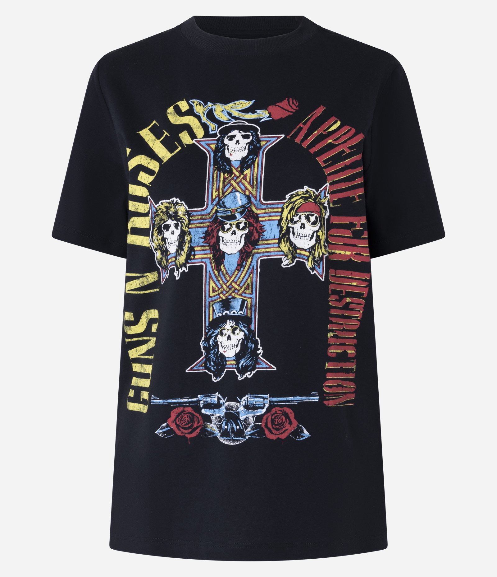 Camiseta em Algodão com Estampa Guns'n'Roses Frente e Costas Preto 5