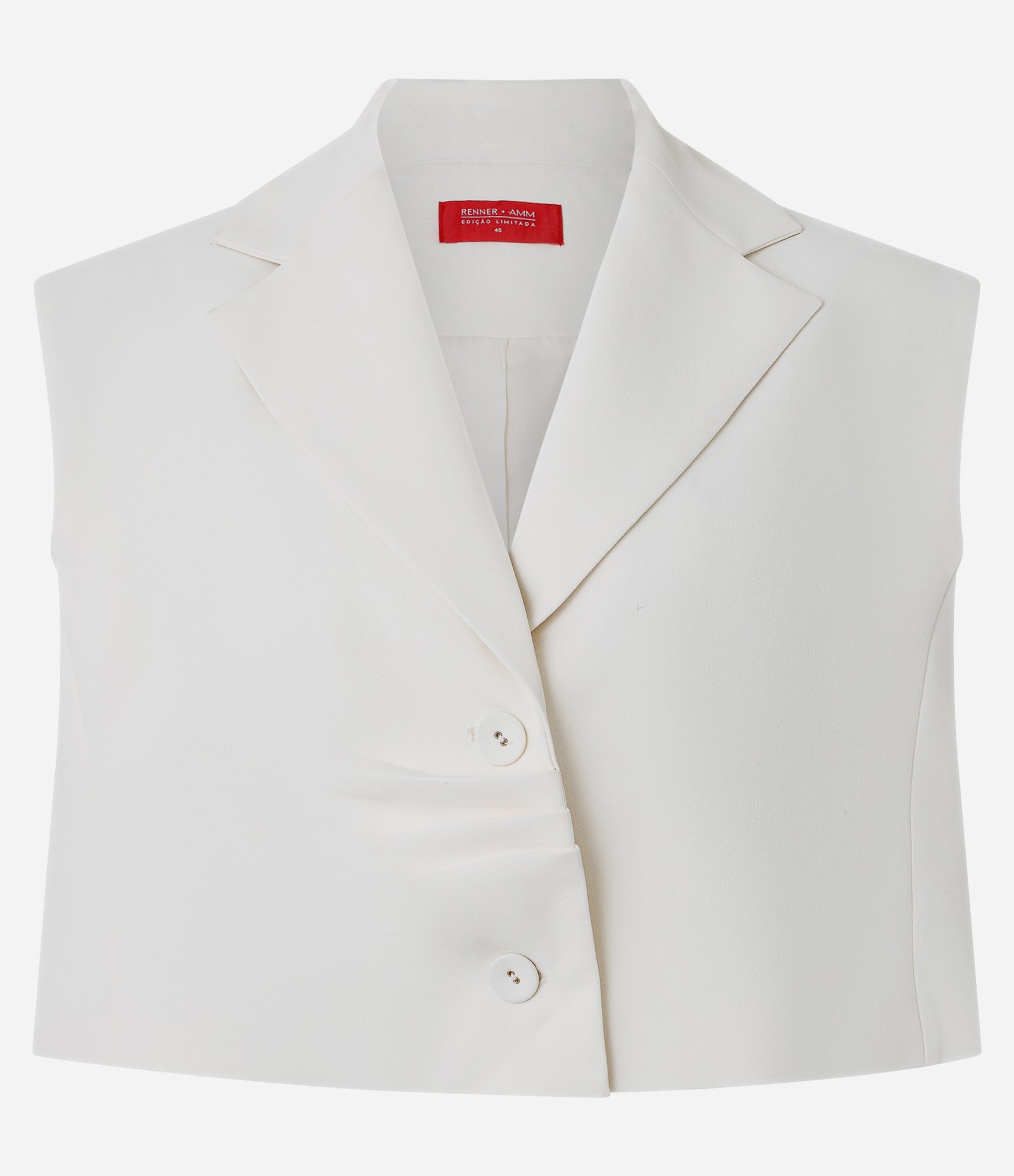 Colete em Crepe com Gola Blazer e Pregas Off White 5