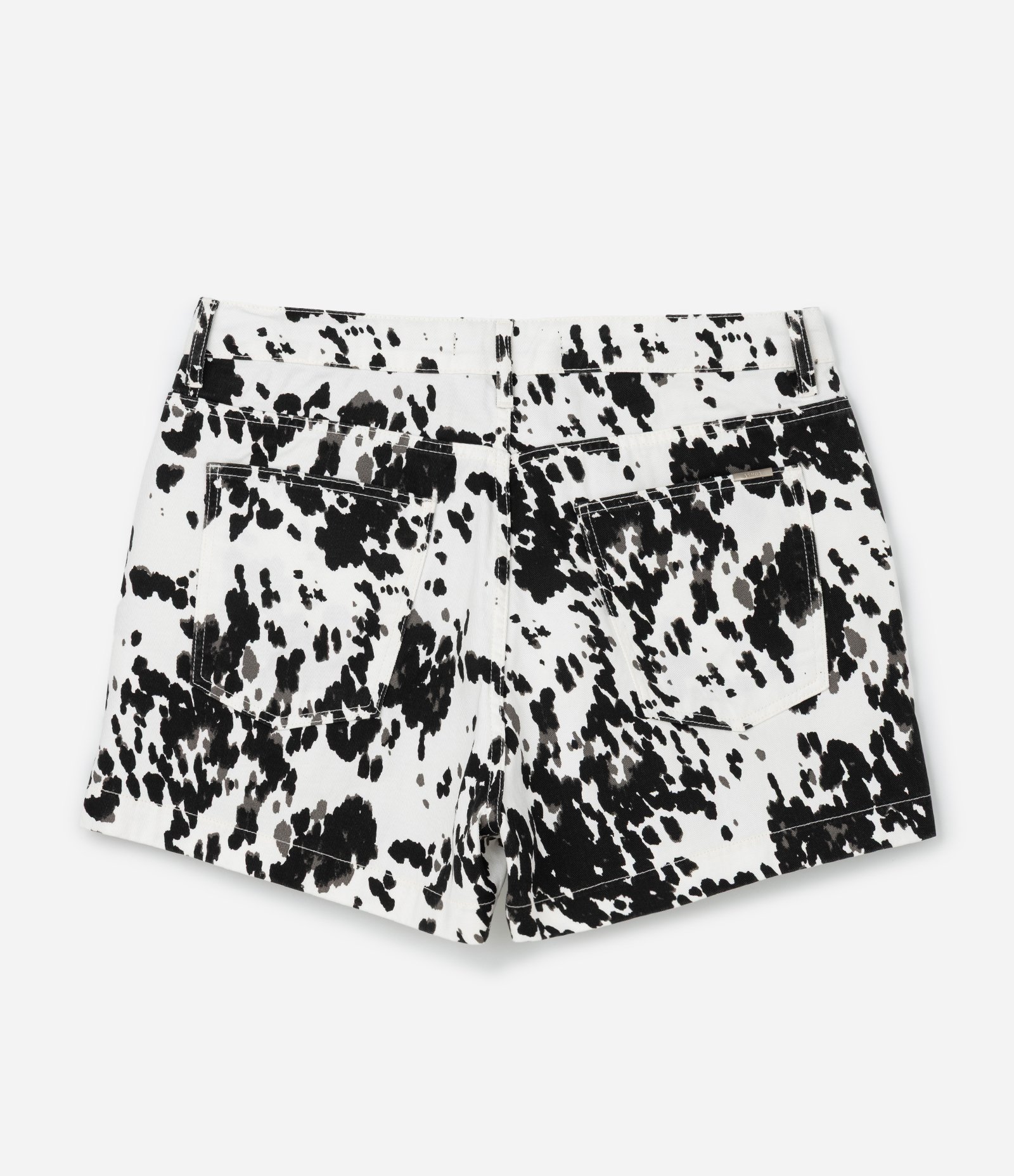 Short em Sarja com Estampa Animal Print Vaquinha Off White/Preto 2