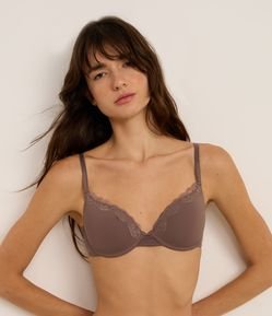 Sutiã Push Up com Bojo em Microfibra com Detalhes em Renda