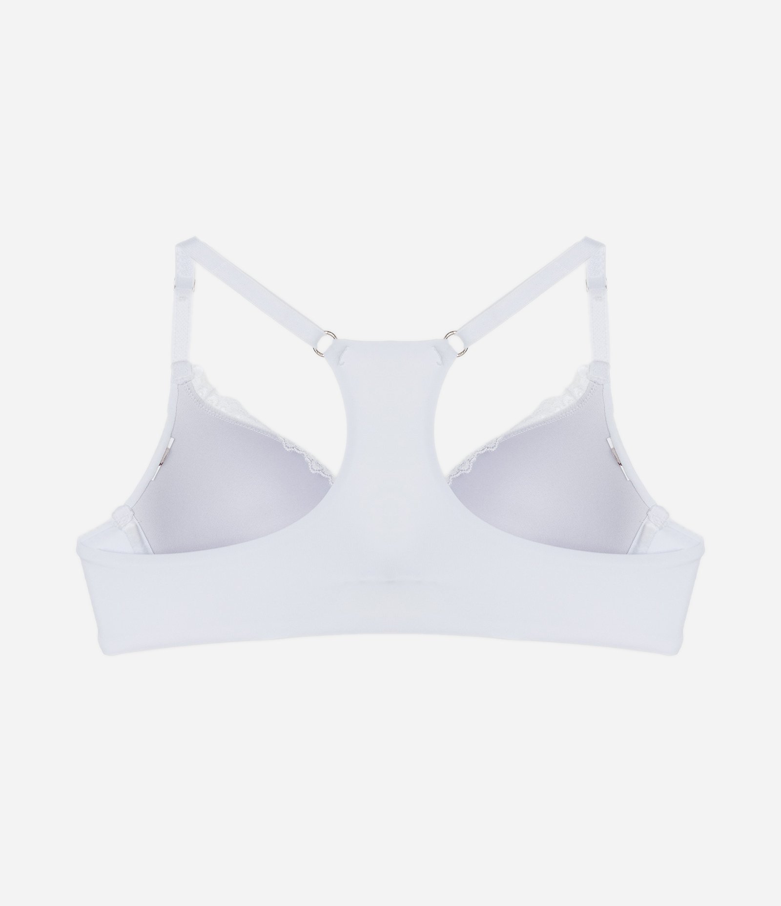 Sutiã Nadador com Bojo em Microfibra com Detalhes em Renda Branco 5