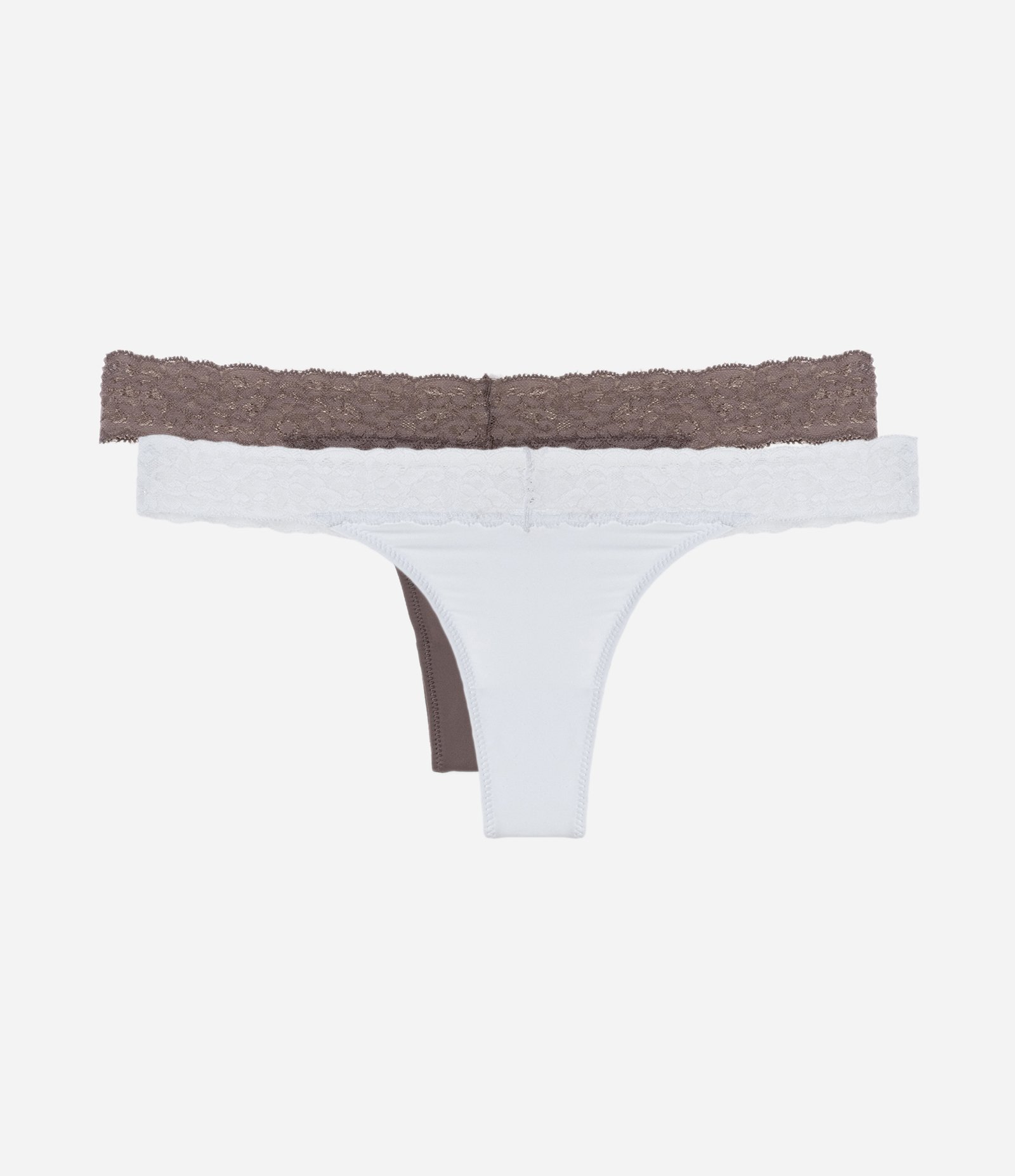 Kit 02 Calcinhas Biquíni Fio em Microfibra com Rendinha no Cós Multicores 1