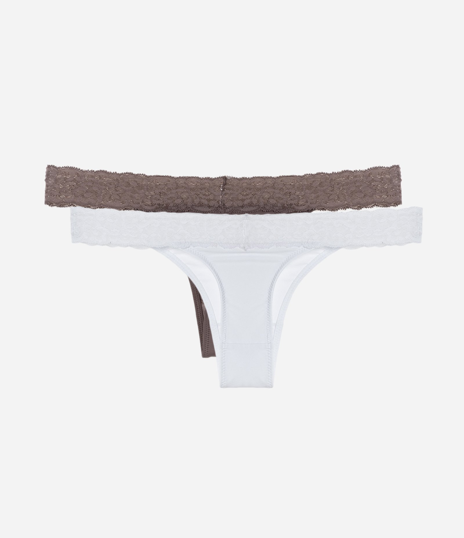 Kit 02 Calcinhas Biquíni Fio em Microfibra com Rendinha no Cós Multicores 2