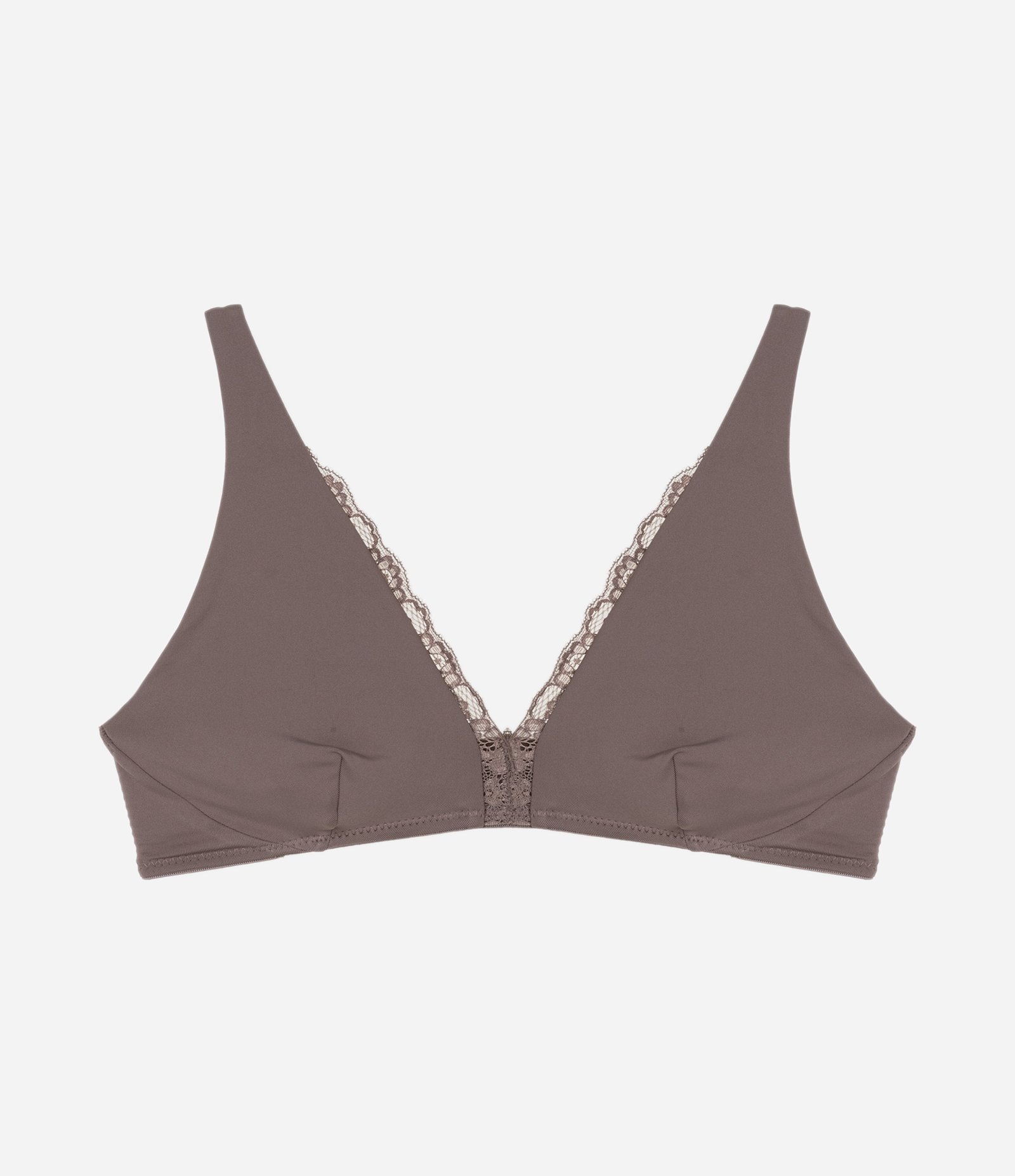Sutiã Top em Microfibra com Detalhes em Renda Marrom Acinzentado 5