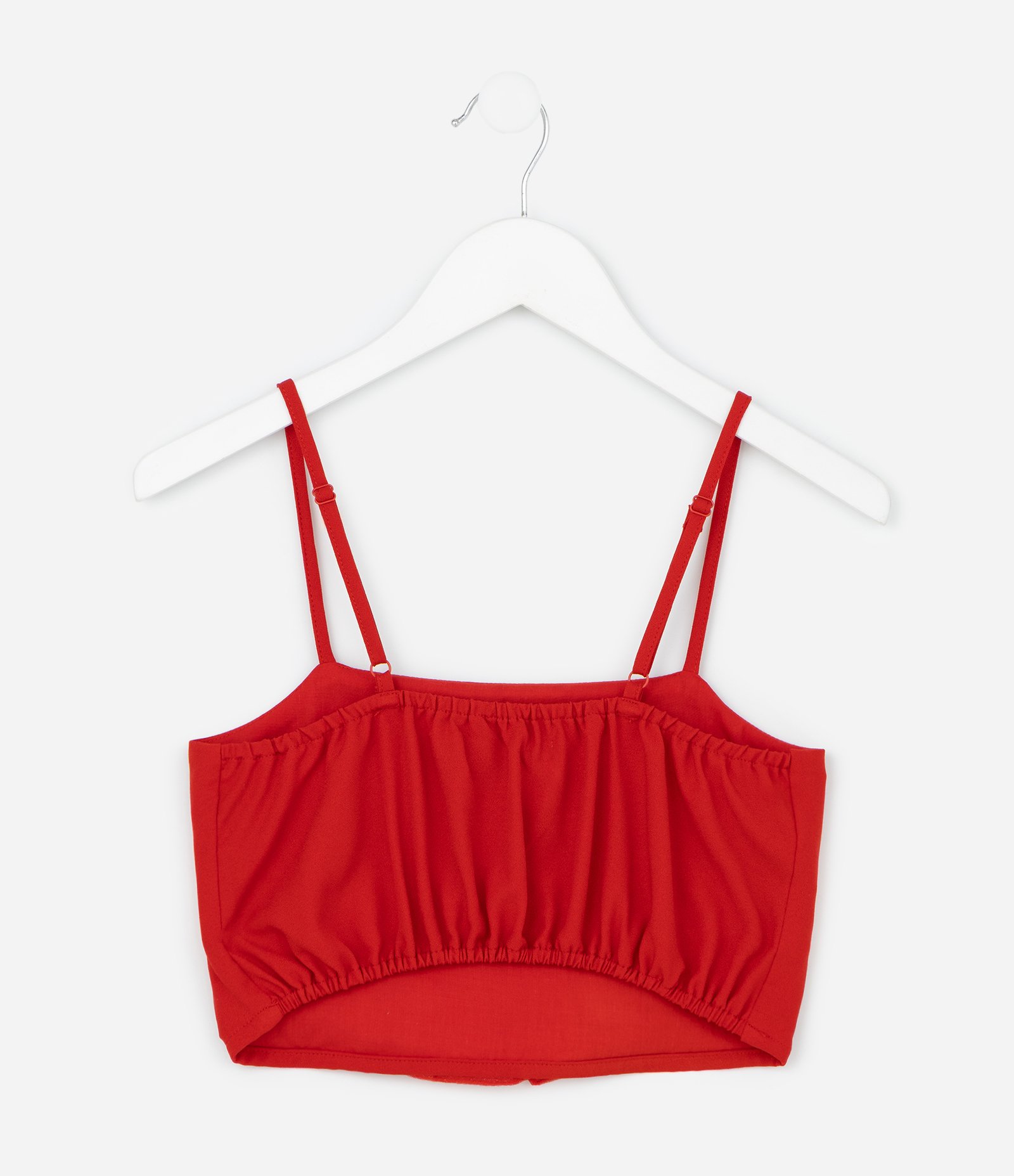 Blusa Infantil Cropped em Tule com Coração Aplicado - Tam 5 a 14 Anos Vermelho 2