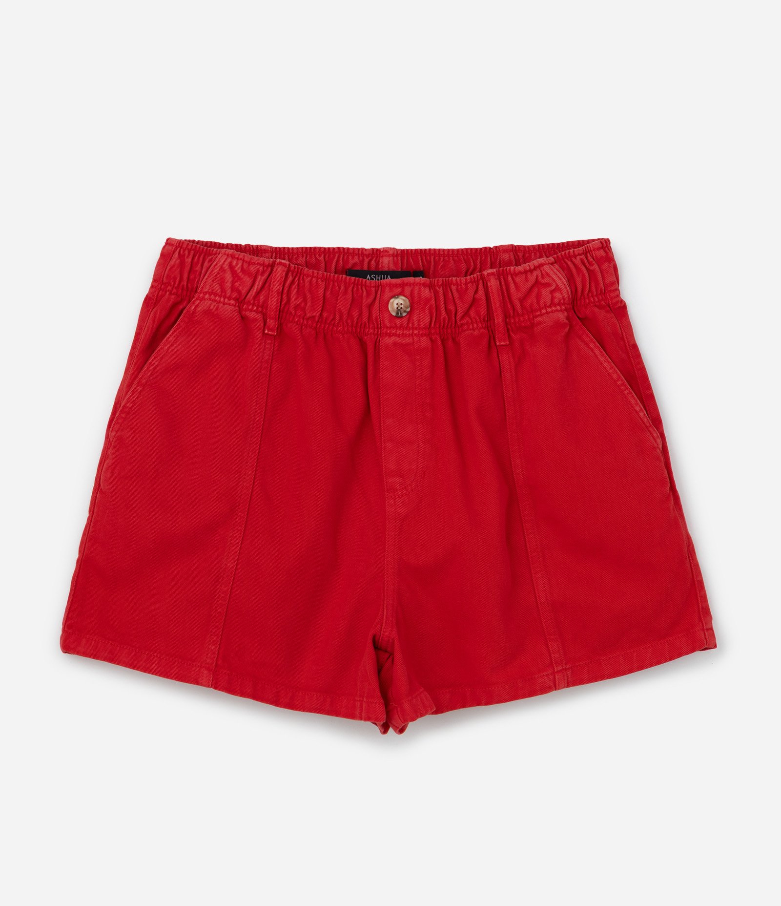 Short Comfy em Sarja com Cós Elástico e Botão Tartaruga Curve & Plus Size Vermelho 5