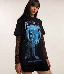 Camiseta T-shirt em Algodão com Estampa Noiva Cadáver