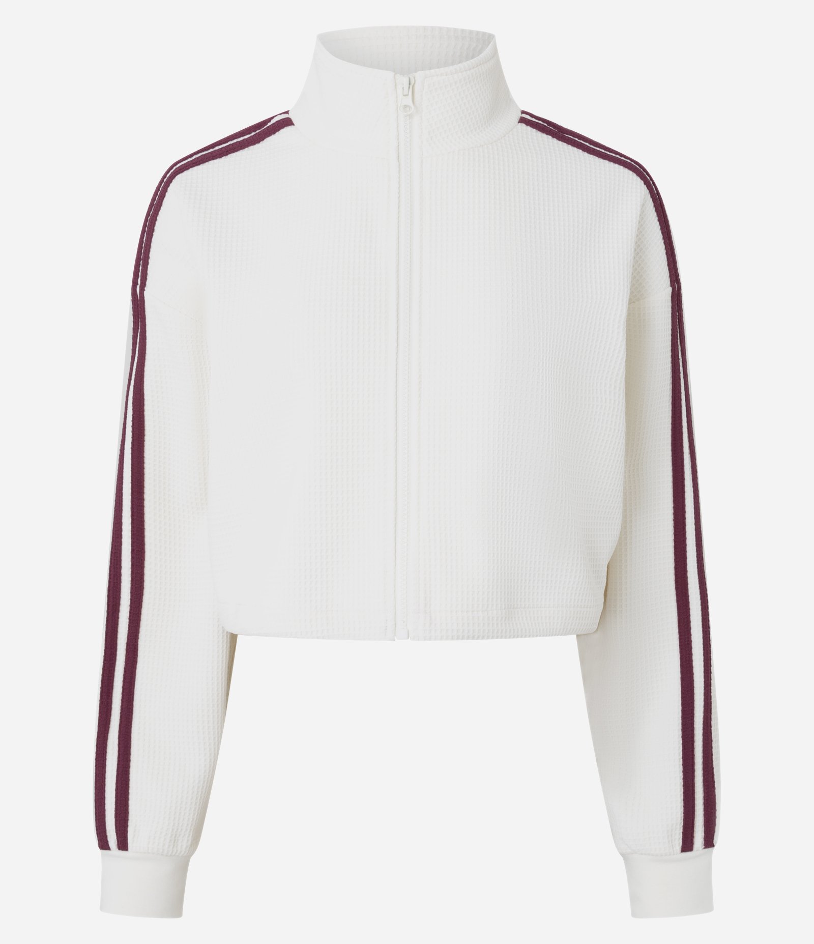 Jaqueta Boxy em Malha Waffle com Listras Laterais Off White 1