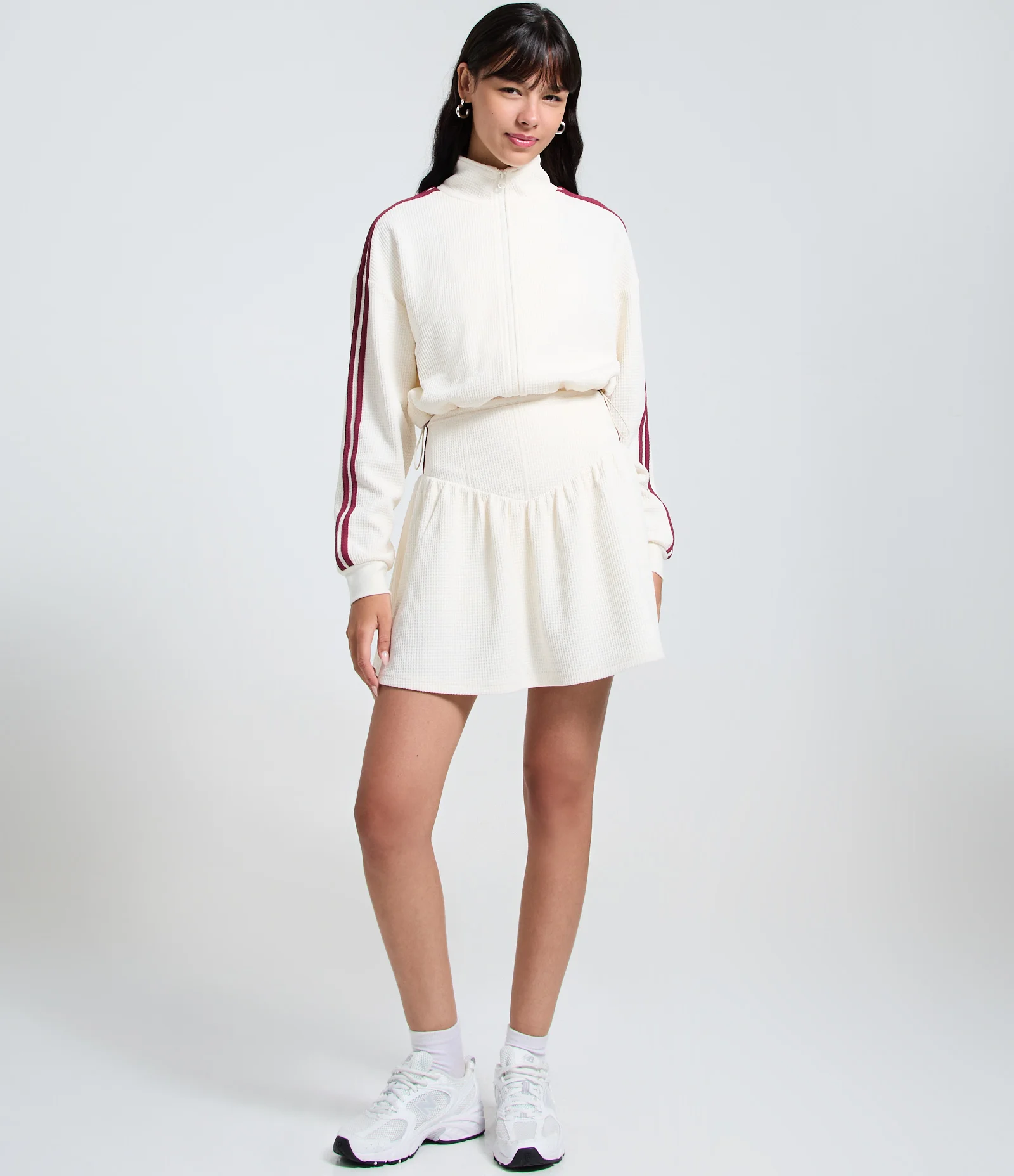 Jaqueta Boxy em Malha Waffle com Listras Laterais Off White 2