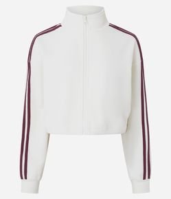 Jaqueta Boxy em Malha Waffle com Listras Laterais