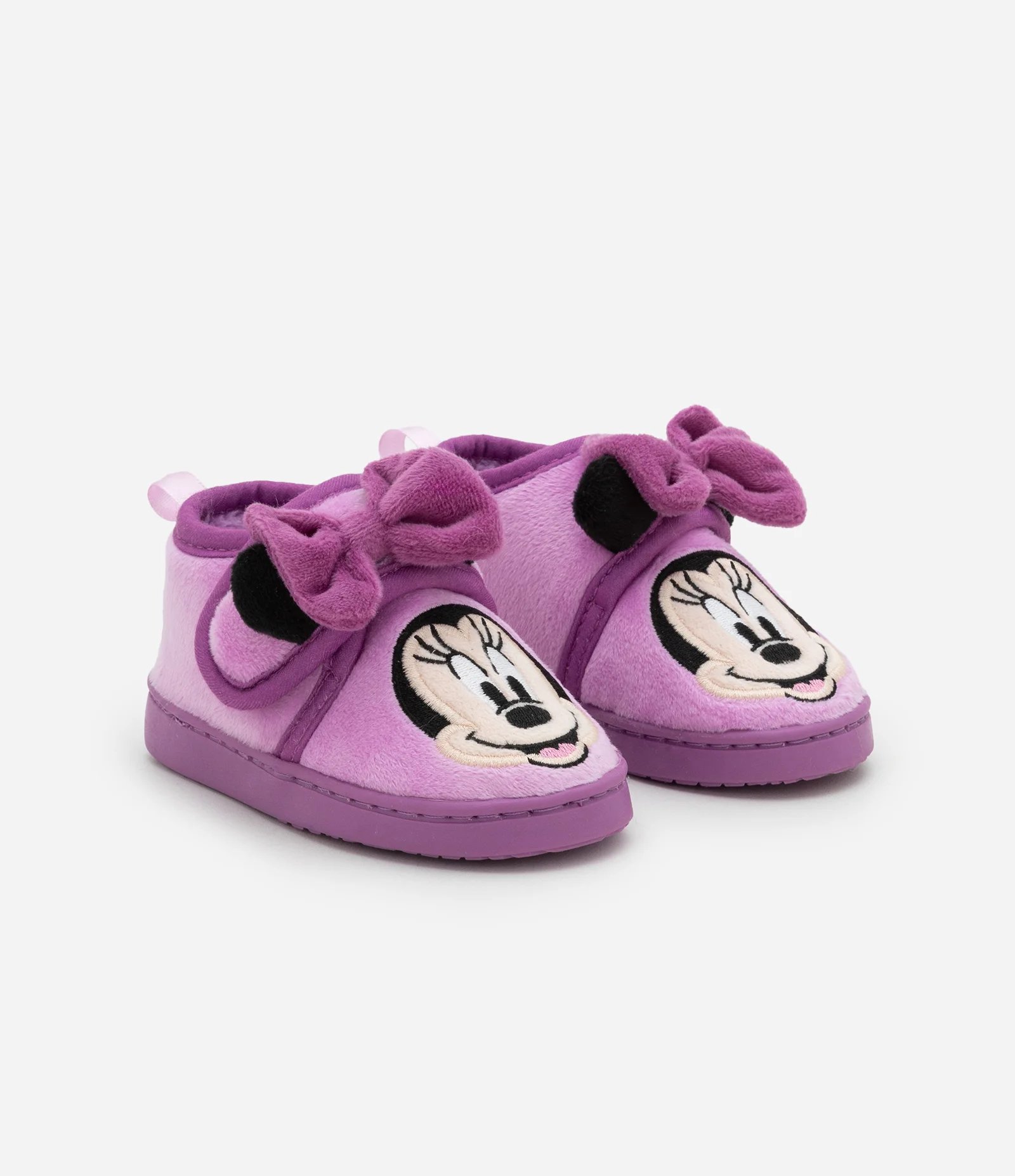 Pantufa Infantil Fechada Minnie com Laço 3D – Tam 19 a 28 Roxo 1
