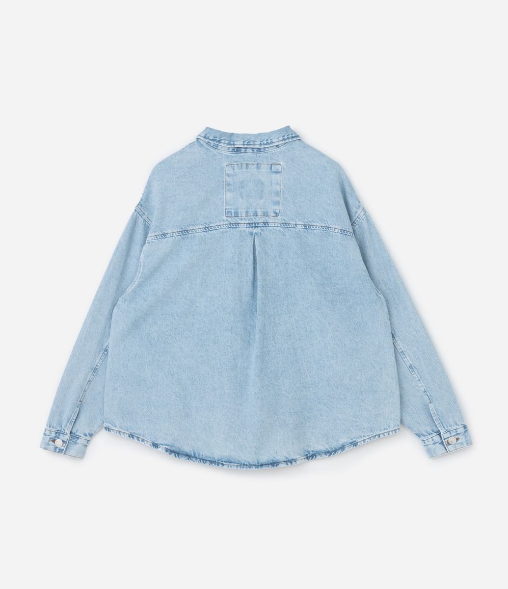 MARK＆LONA 　Ruler JQ Jersey Top jkt Jaqueta Overshirt em Jeans com Bolso Frontal Curve & Plus Size Azul