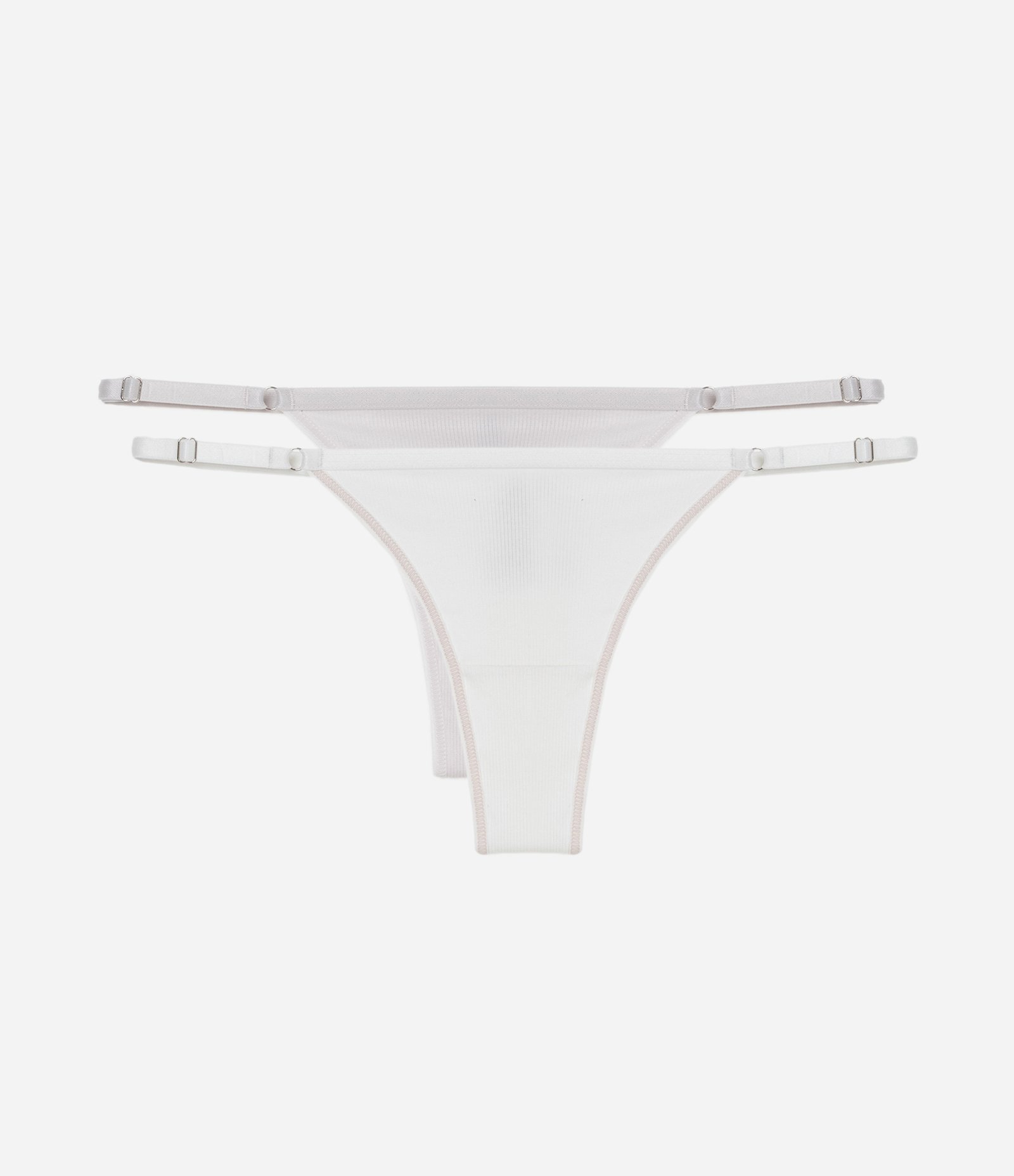 Kit 02 Calcinhas String Fio Duplo em Algodão Texturizado Branco/Lilás 1