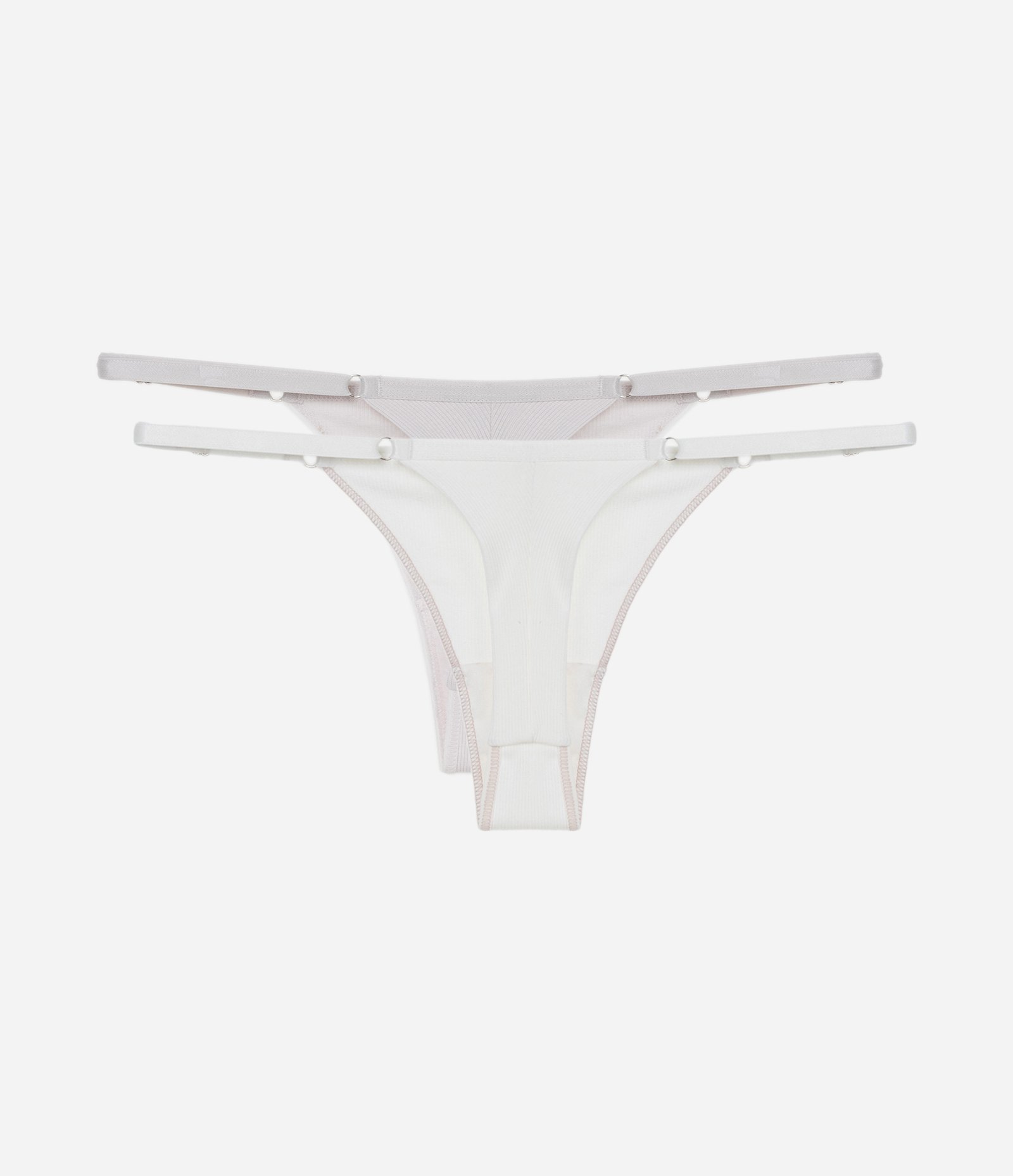 Kit 02 Calcinhas String Fio Duplo em Algodão Texturizado Branco/Lilás 2