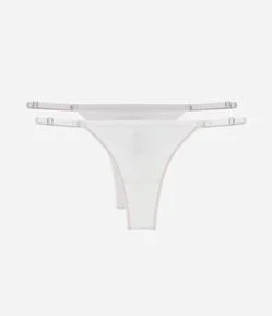 Kit 02 Calcinhas String Fio Duplo em Algodão Texturizado