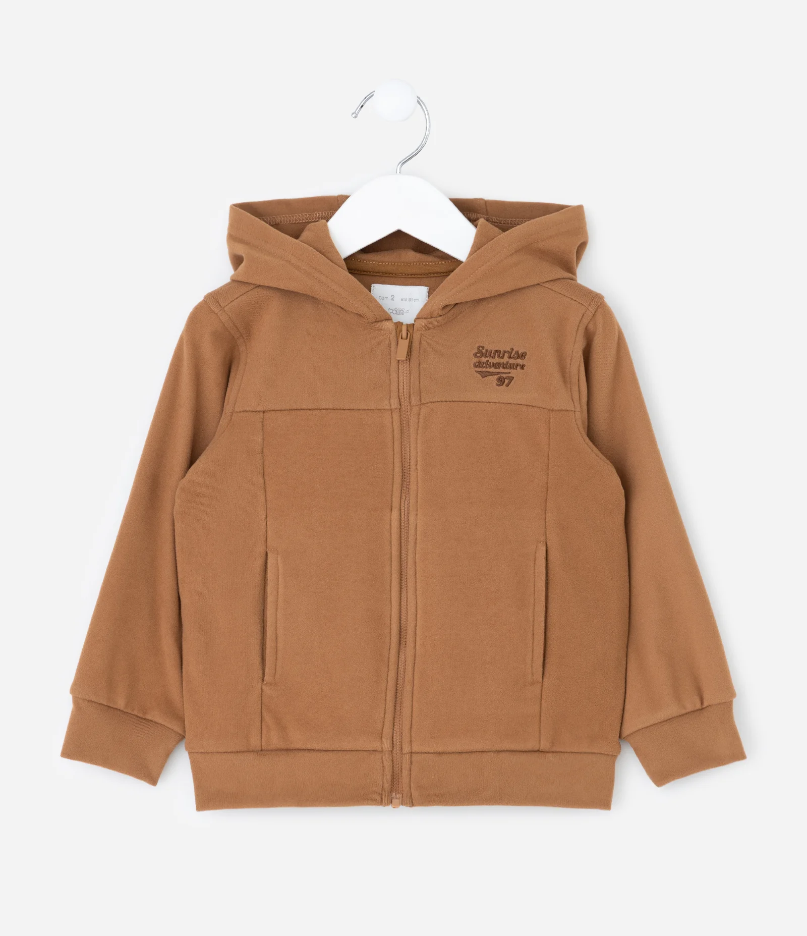 Casaco Infantil em Polar Fleece com Capuz e Bordado – Tam 1 a 5/6 Anos Caramelo 1