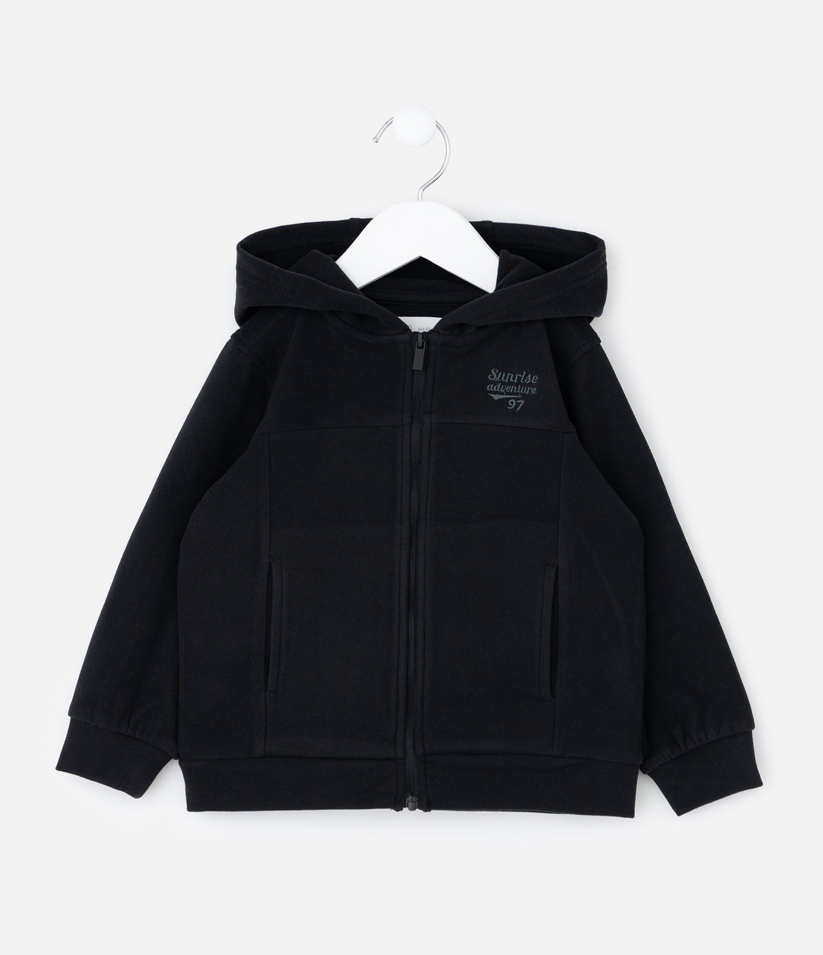 Casaco Infantil em Polar Fleece com Capuz e Bordado – Tam 1 a 5/6 Anos Preto 1