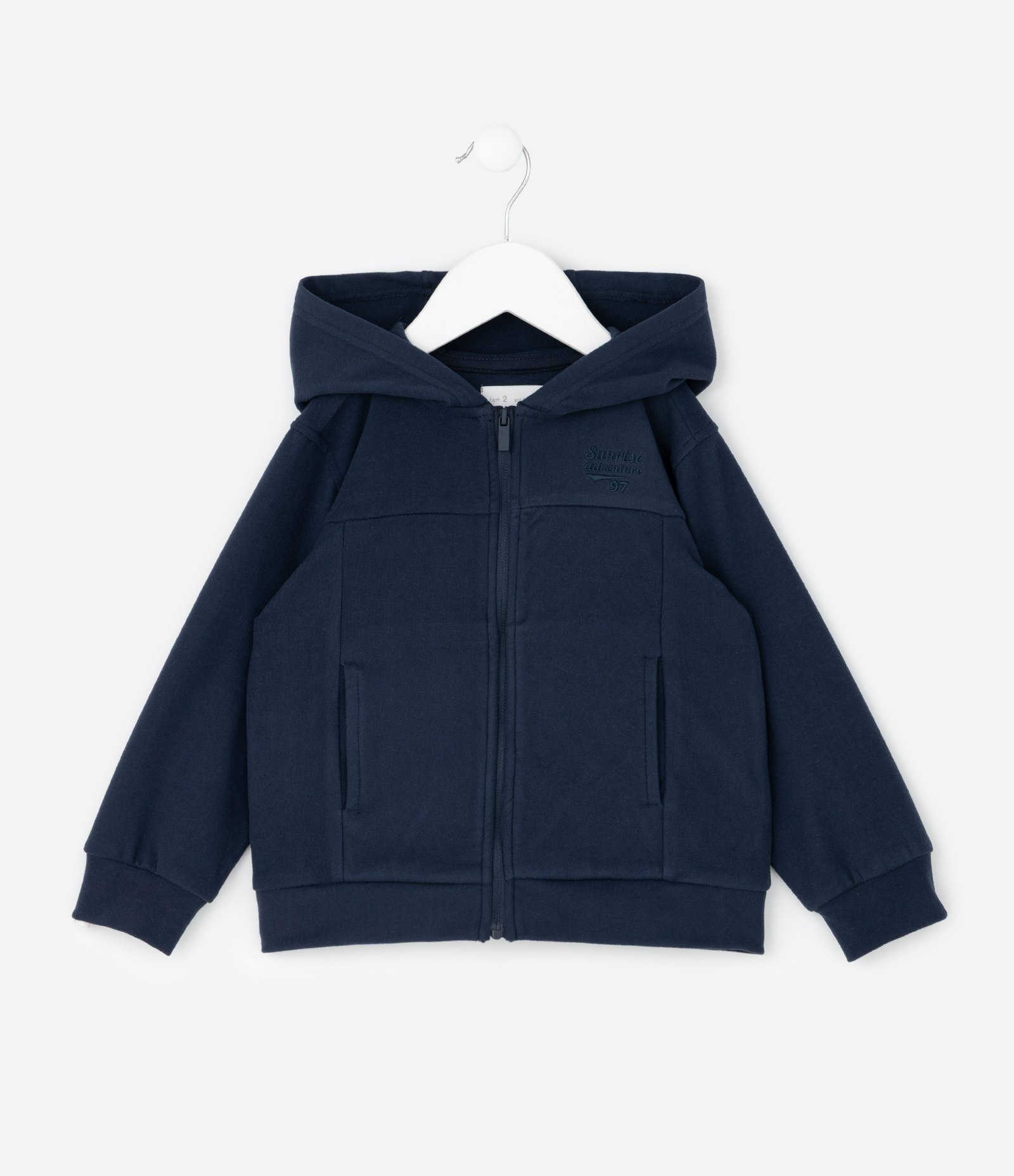 Casaco Infantil em Polar Fleece com Capuz e Bordado – Tam 1 a 5/6 Anos Azul Marinho 1