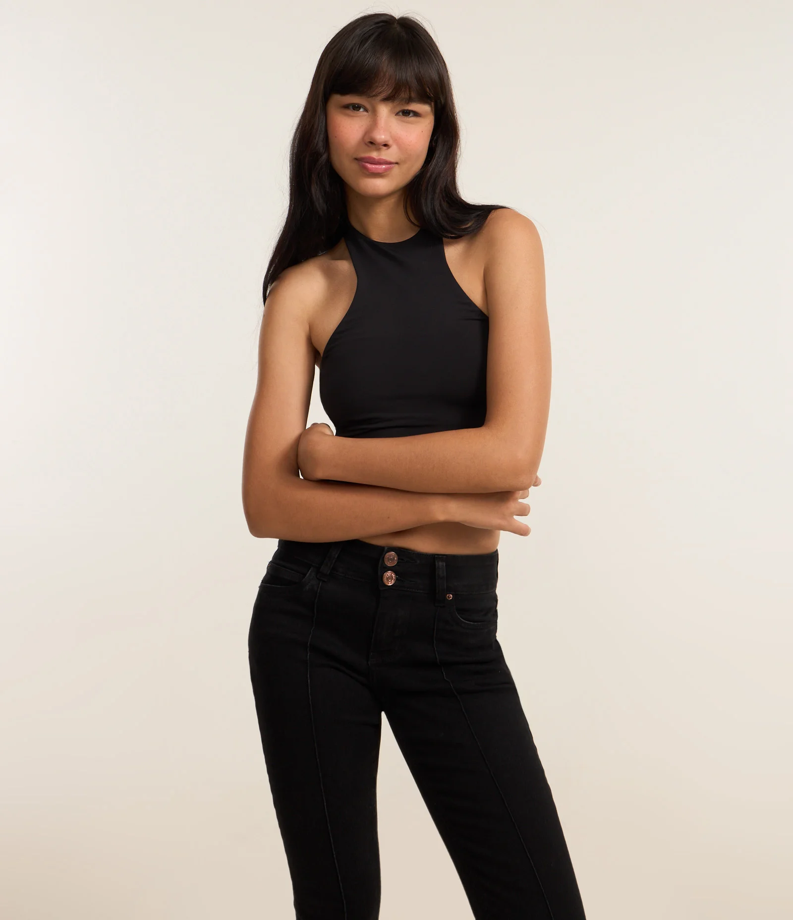 Calça Bootcut em Jeans com Nervuras Preto 2