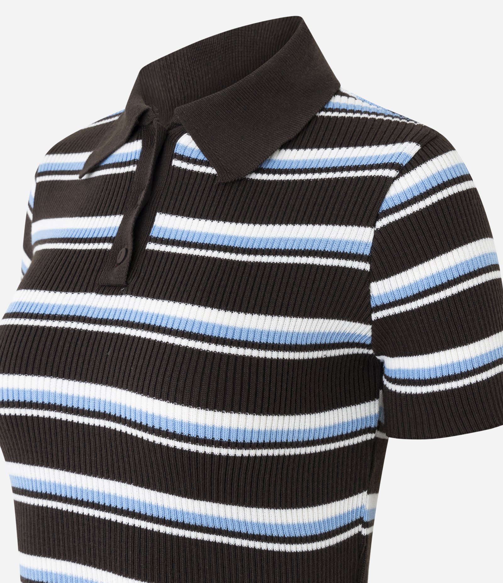 Blusa em Tricô com Gola Polo e Listras Variadas Preto/Azul/Branco 10