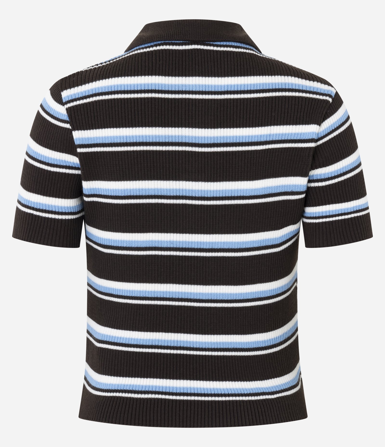 Blusa em Tricô com Gola Polo e Listras Variadas Preto/Azul/Branco 11