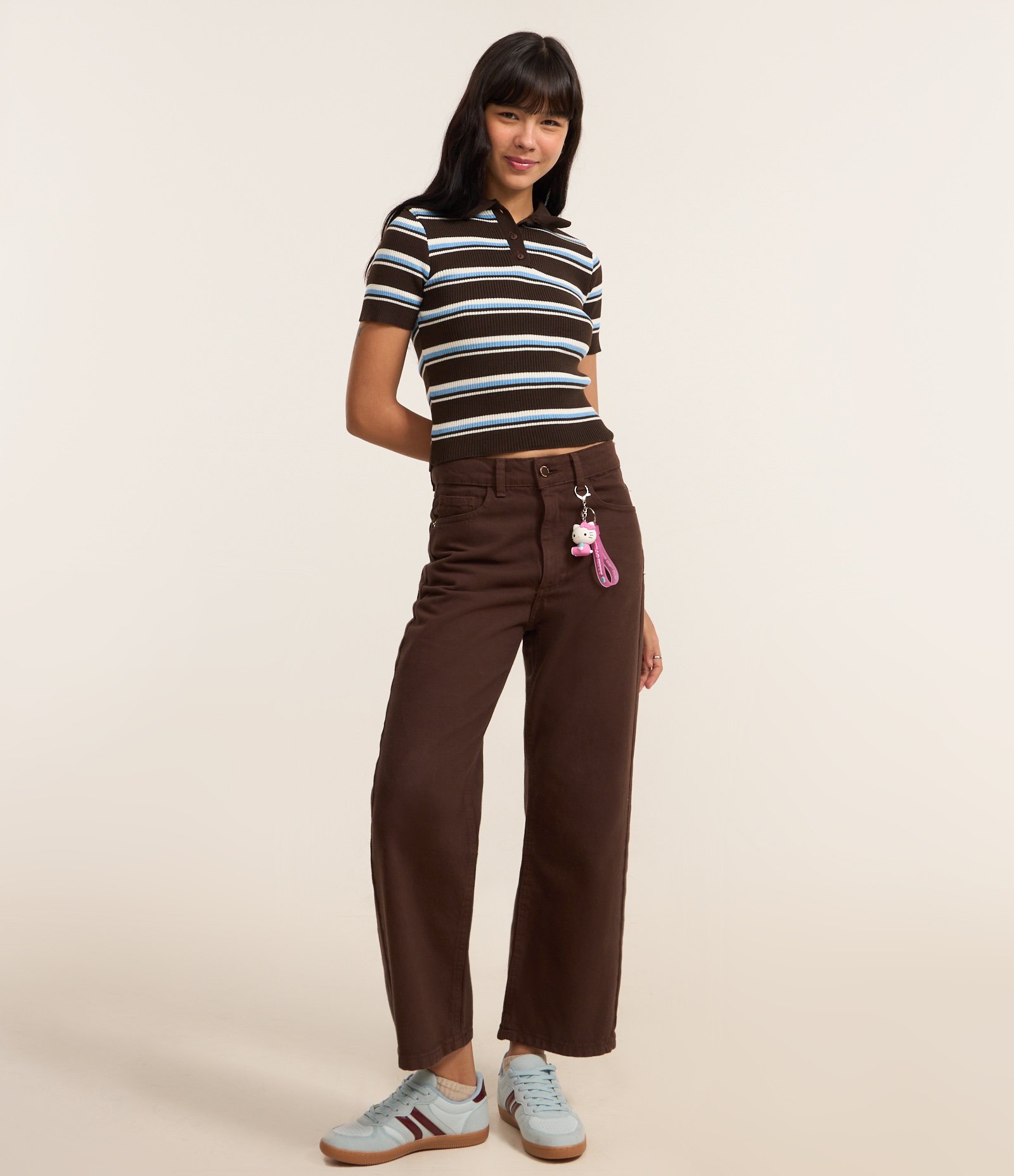 Blusa em Tricô com Gola Polo e Listras Variadas Preto/Azul/Branco 2